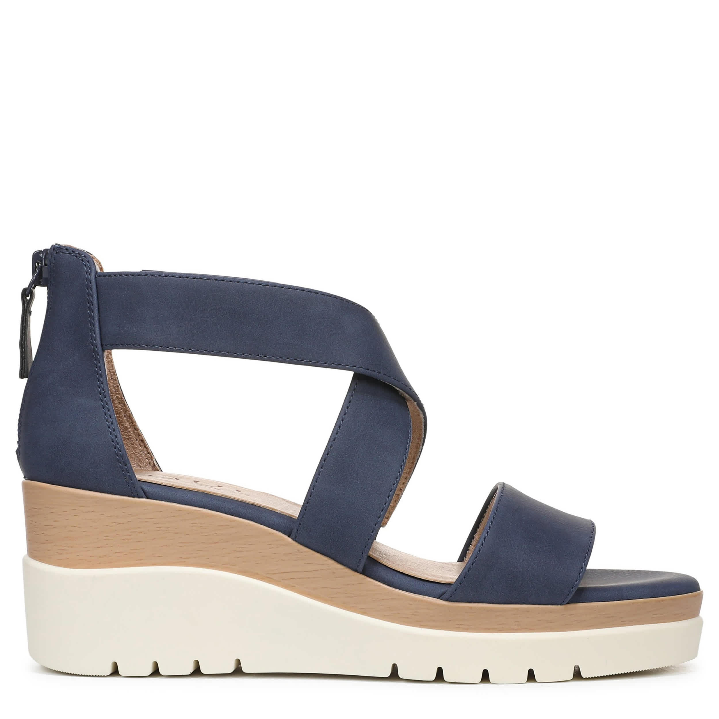 NATURAL SOUL BY NATURALIZER-WOMENS GOODTIMES WEDGE SANDAL-DARK BLUE & 