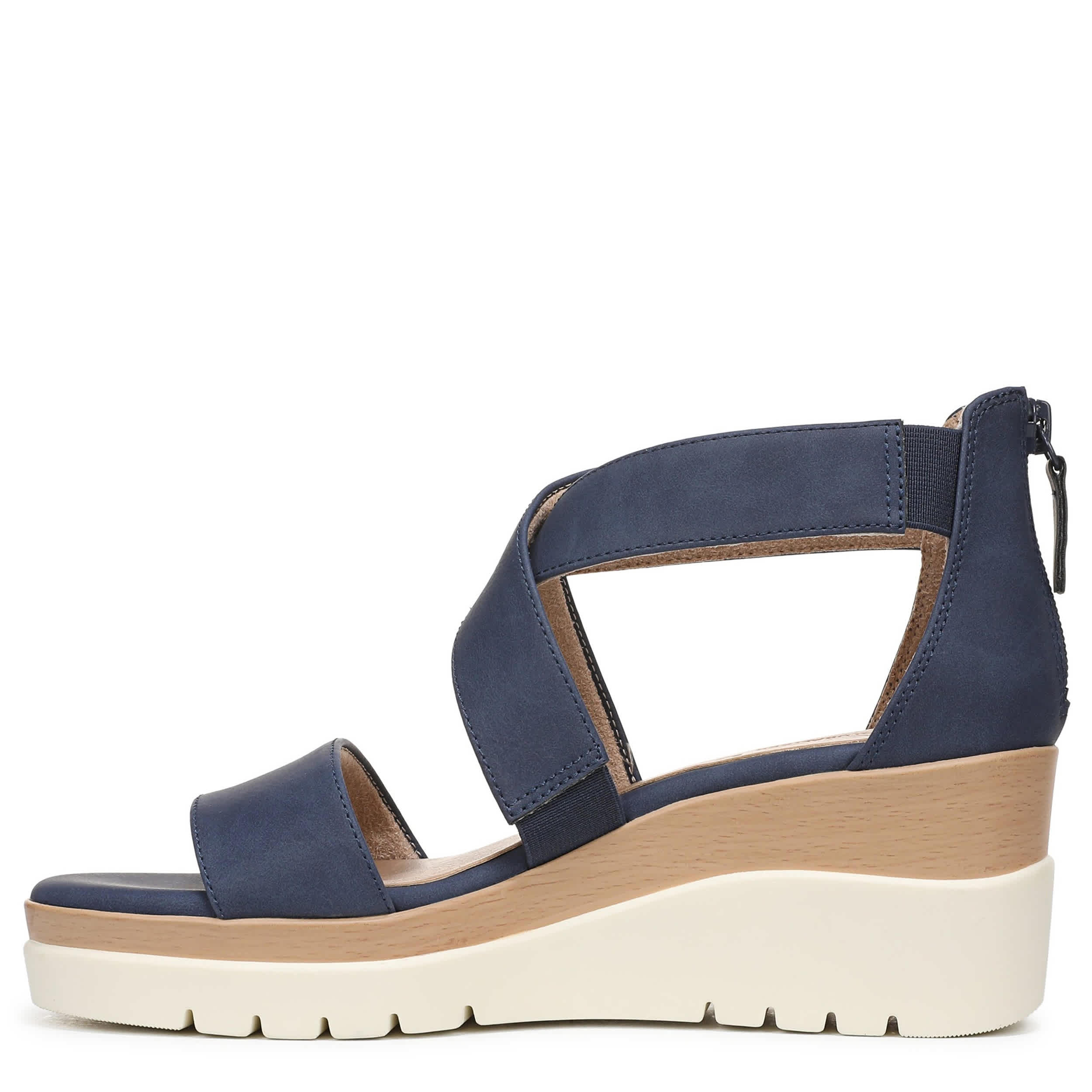 NATURAL SOUL BY NATURALIZER-WOMENS GOODTIMES WEDGE SANDAL-DARK BLUE & 