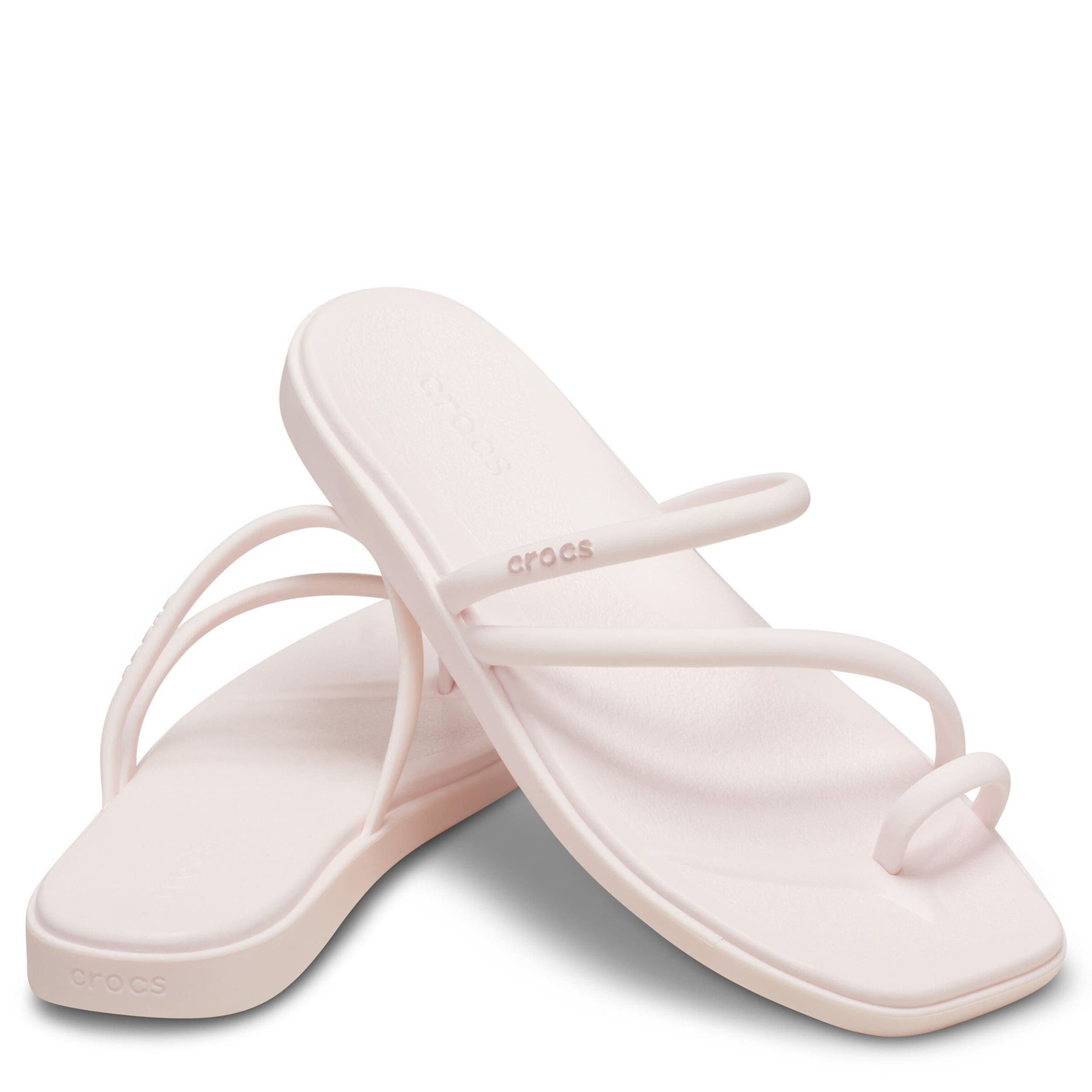 CROCS-WOMENS MIAMI TOE LOOP-PALE PINK & 