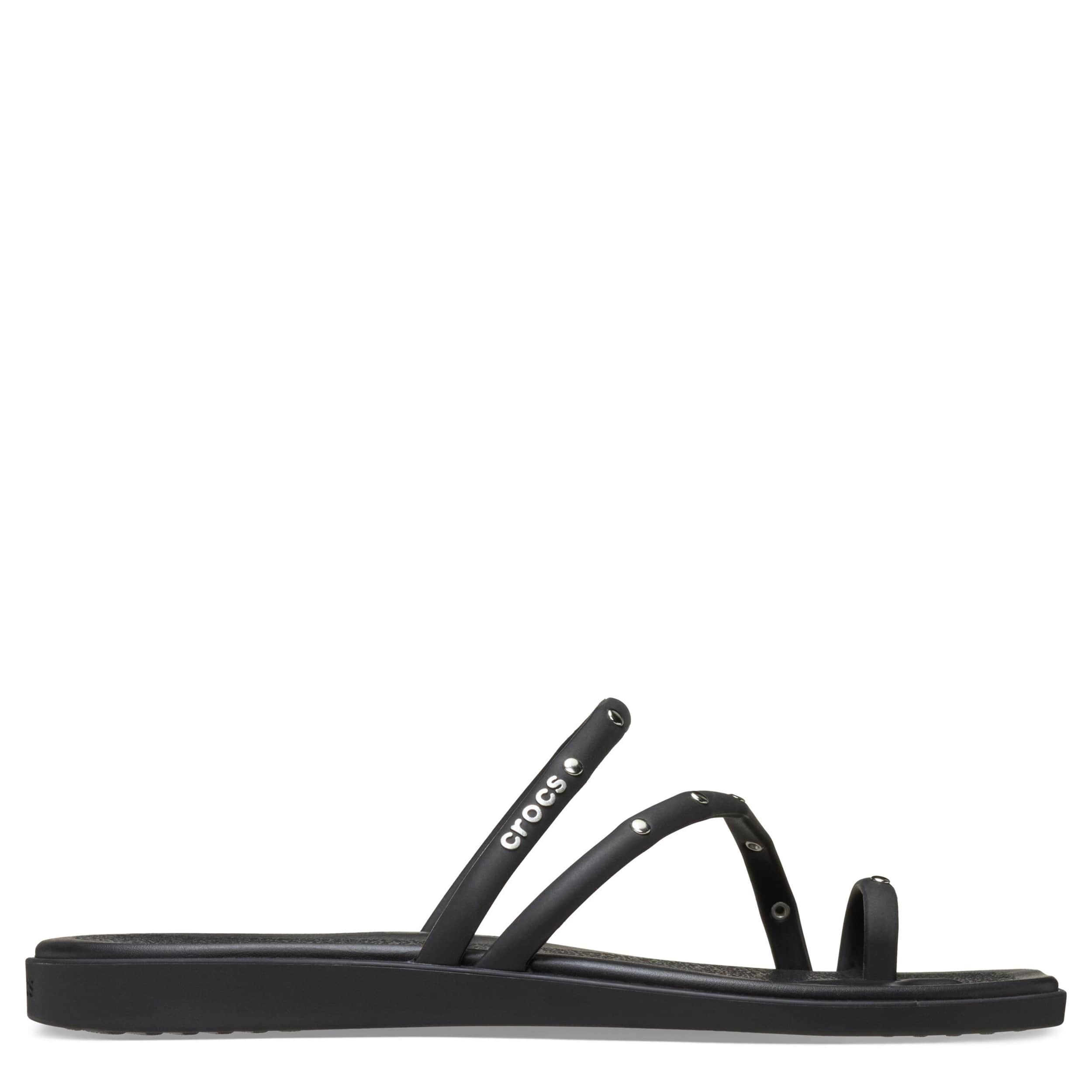 CROCS-WOMENS MIAMI STUDDED TOE LOOP-BLACK & 