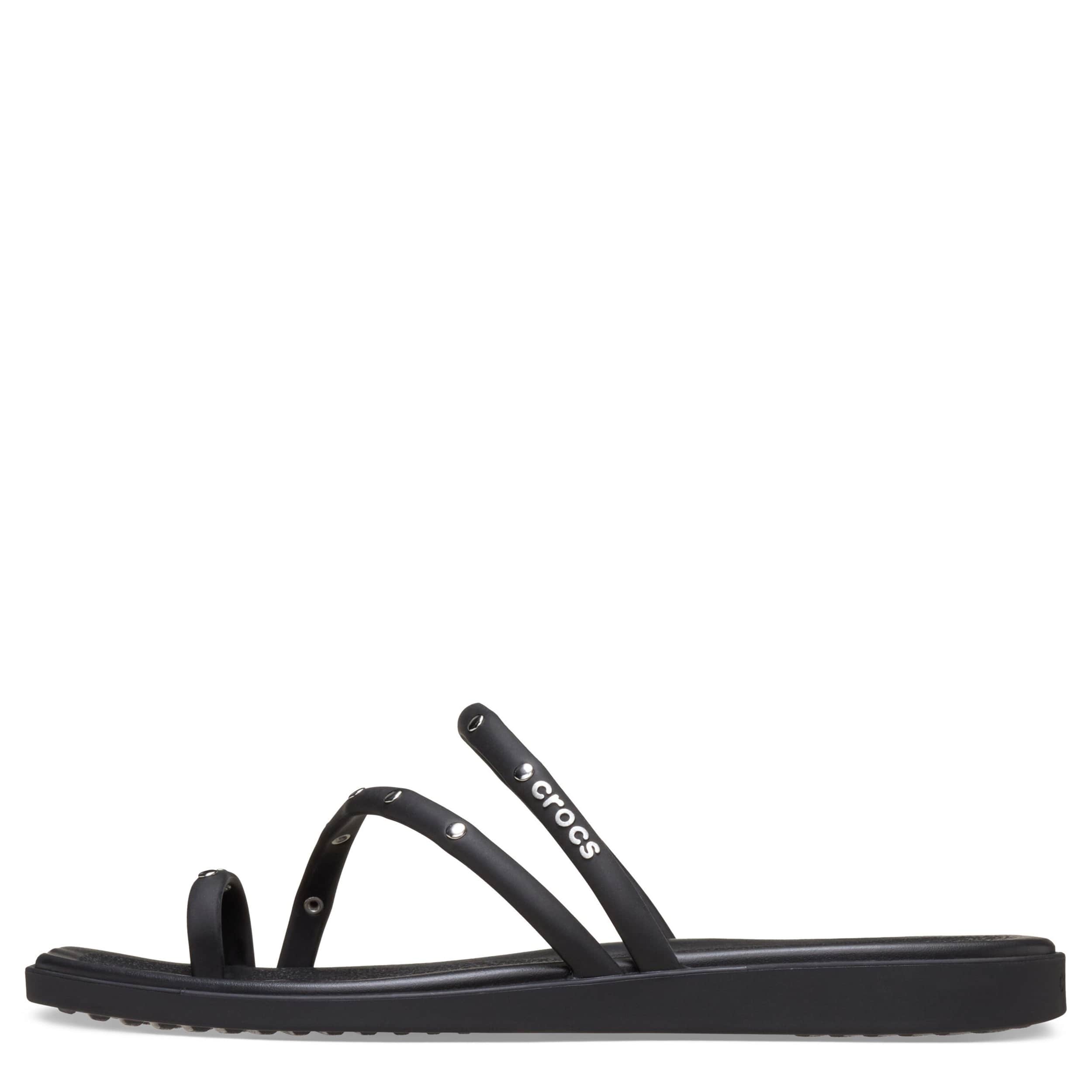 CROCS-WOMENS MIAMI STUDDED TOE LOOP-BLACK & 