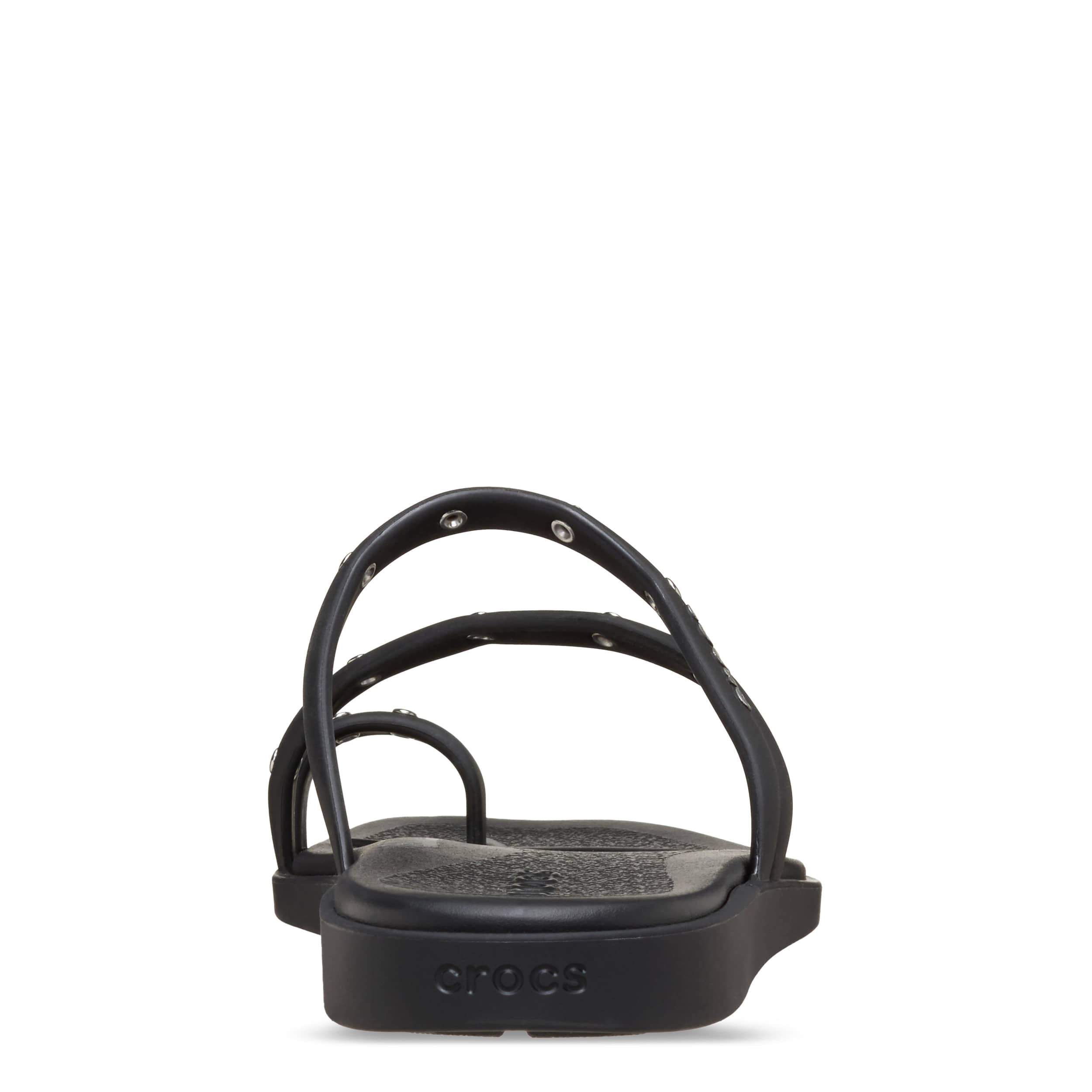 CROCS-WOMENS MIAMI STUDDED TOE LOOP-BLACK & 