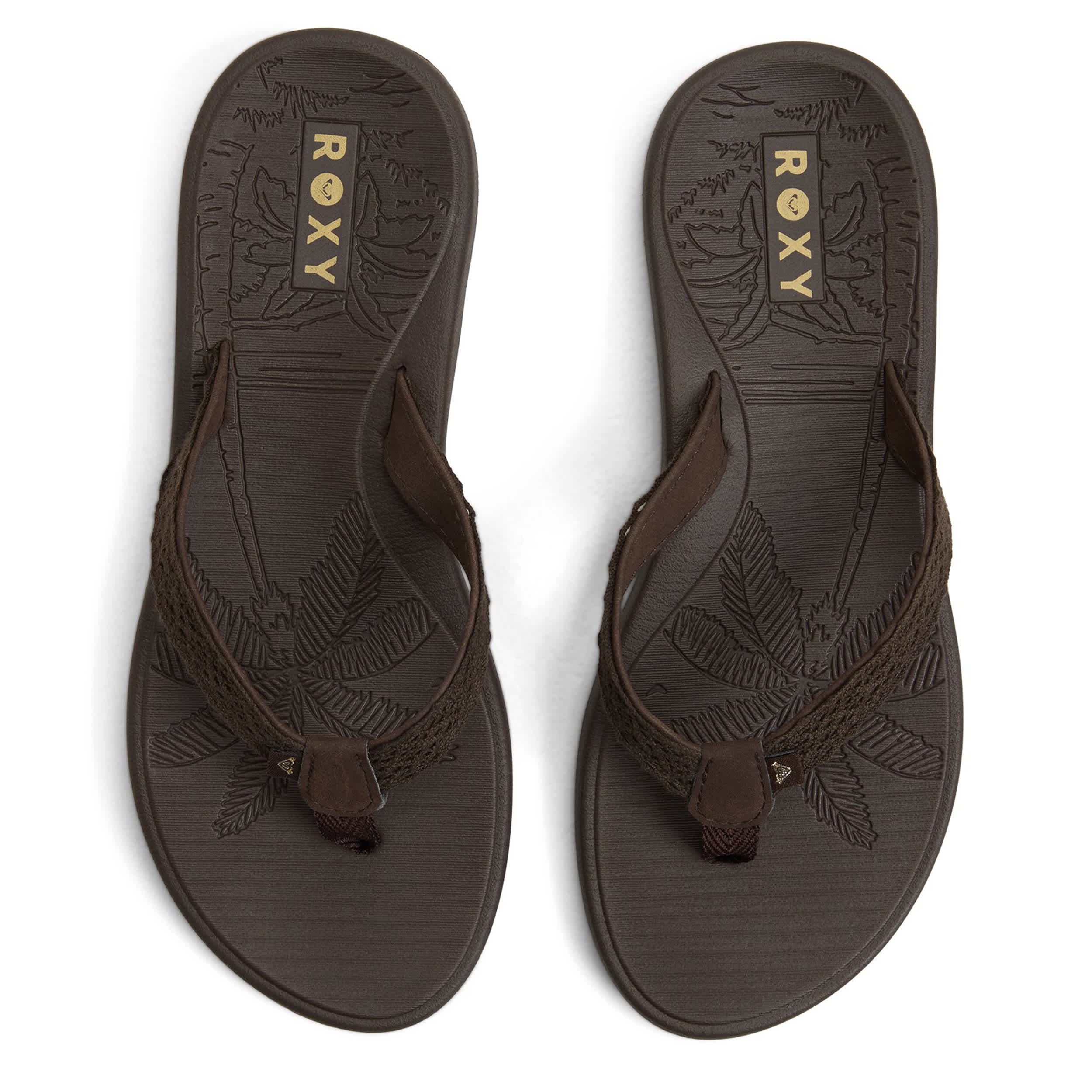 ROXY-WOMENS GIANNA II FLIP FLOP SANDAL-DARK BROWN & 