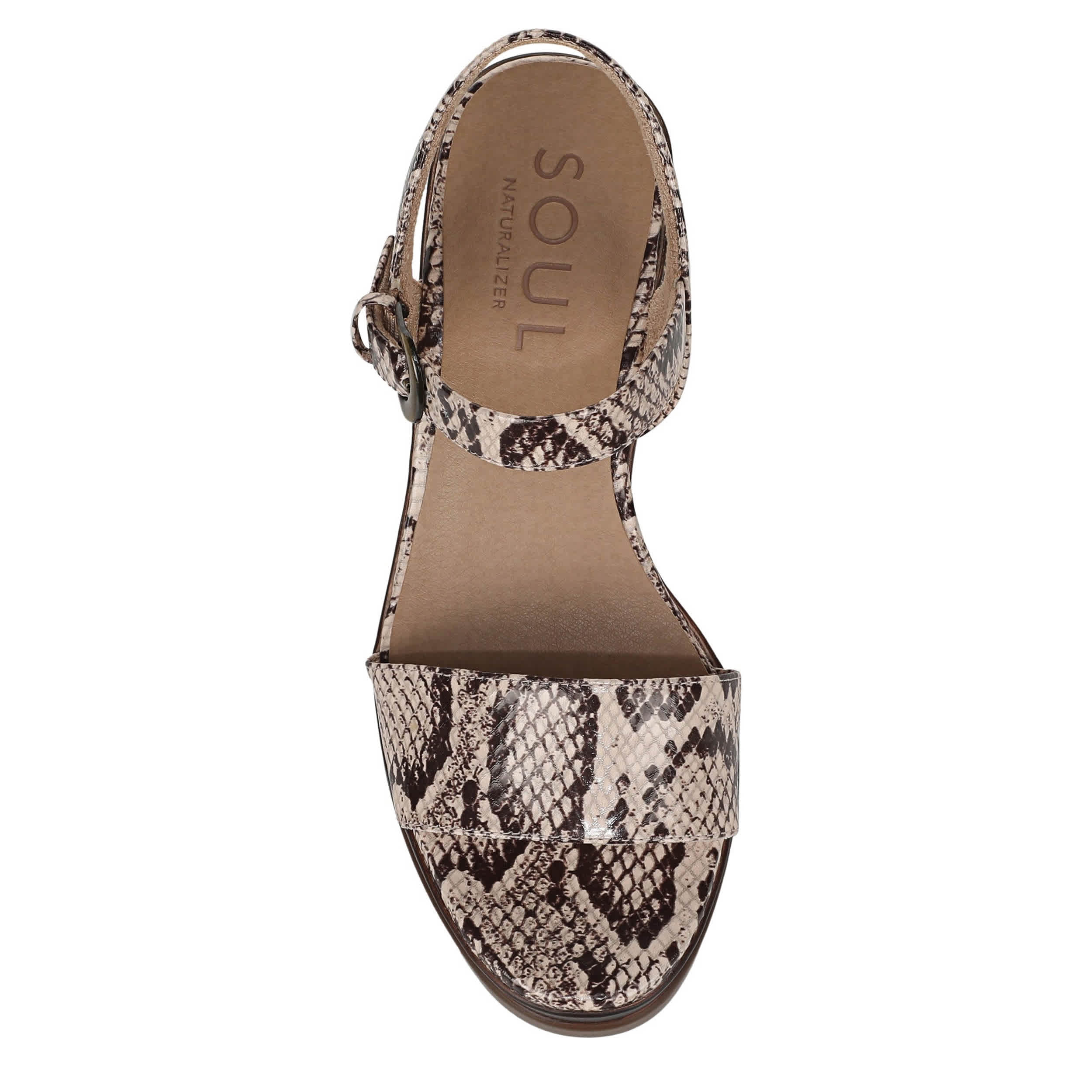 NATURAL SOUL BY NATURALIZER-WOMENS GRACIELA WEDGE SANDAL-BEIGE & SNAKE
