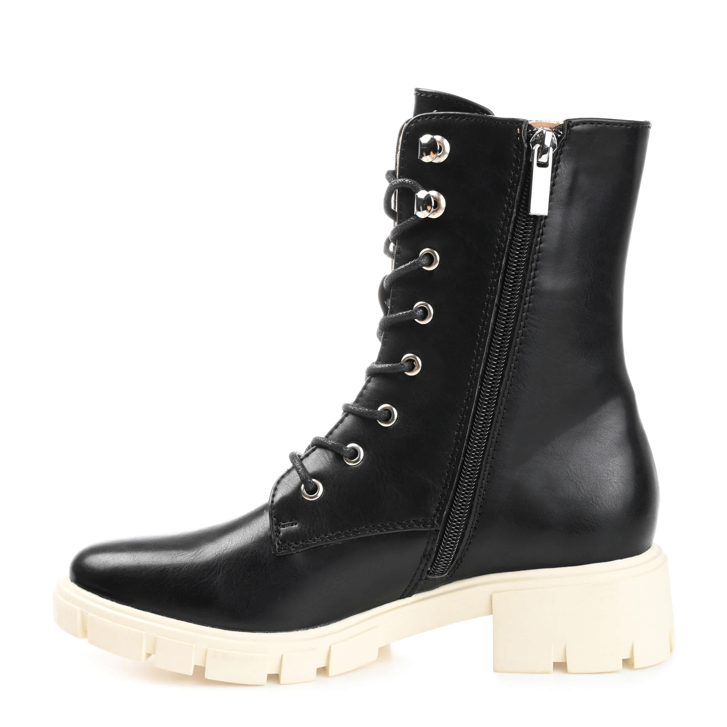 JOURNEE COLLECTION-WOMENS MADELYNN LACE UP BOOT-BLACK & 