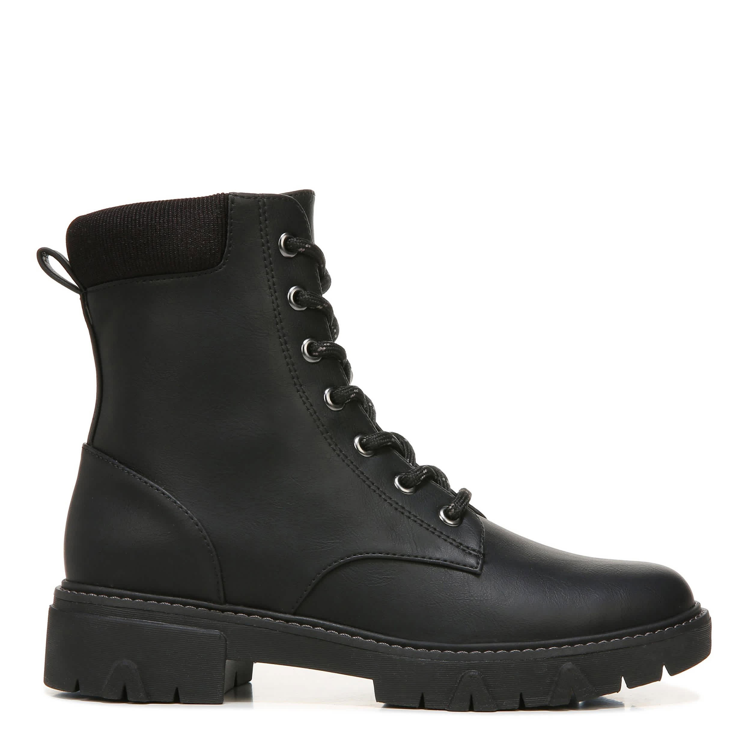 DR. SCHOLL'S-WOMENS HEADSTART COMBAT BOOT-BLACK & 
