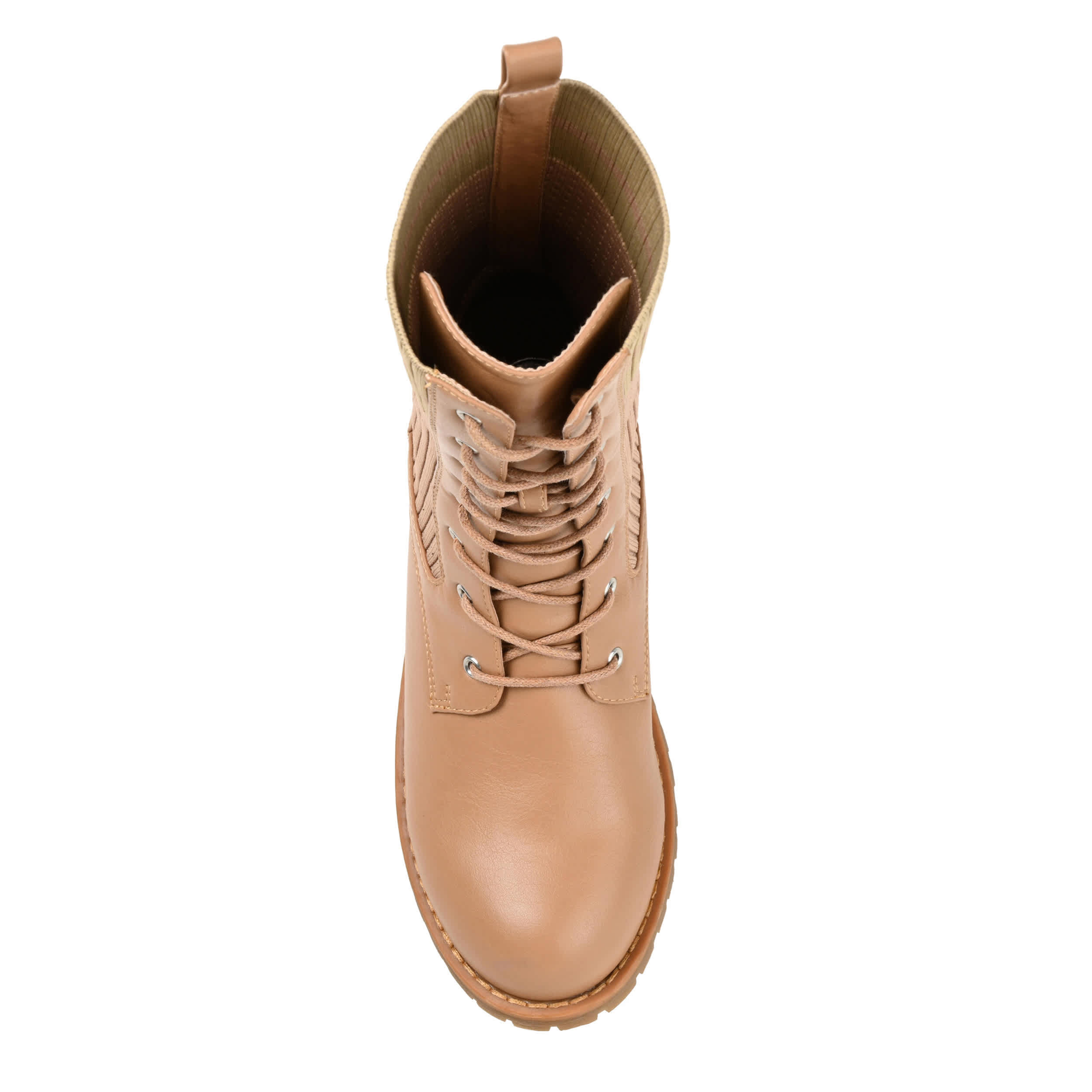JOURNEE COLLECTION-WOMENS MELEI LACE UP BOOT-BEIGE & 