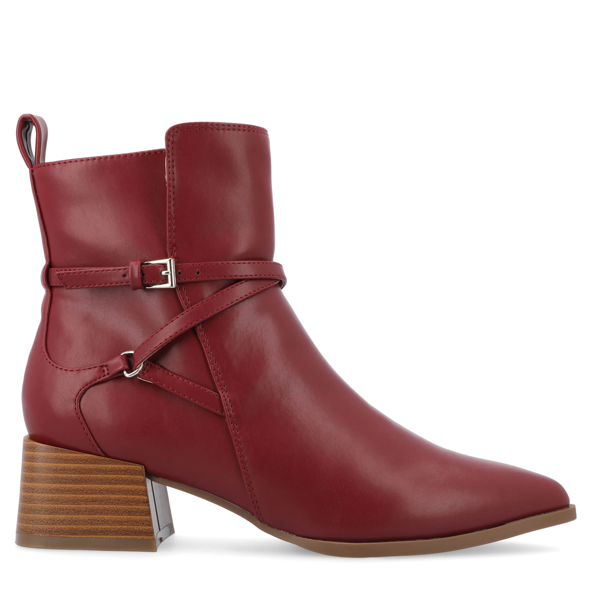JOURNEE COLLECTION-WOMENS ESTELLE WIDE BOOTIE-WINE & 