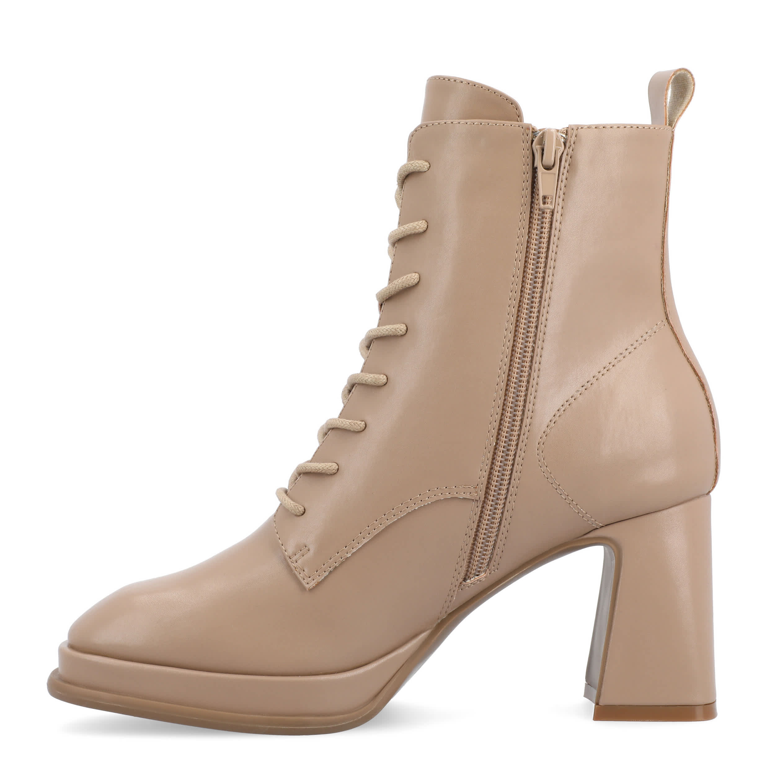 JOURNEE COLLECTION-WOMENS KALINDI WIDE LACE UP BOOT-TAUPE & 