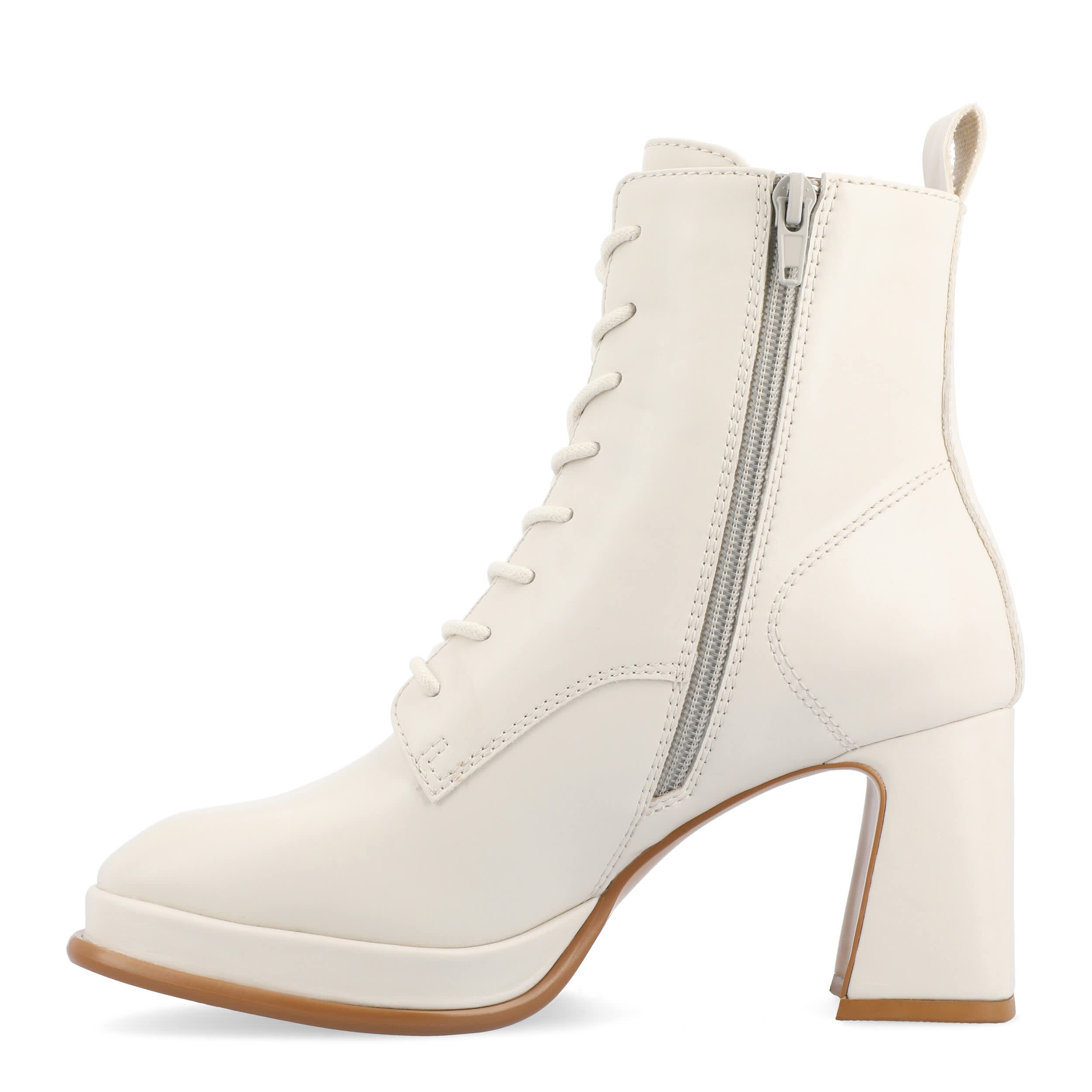 JOURNEE COLLECTION-WOMENS KALINDI WIDE LACE UP BOOT-BONE & 