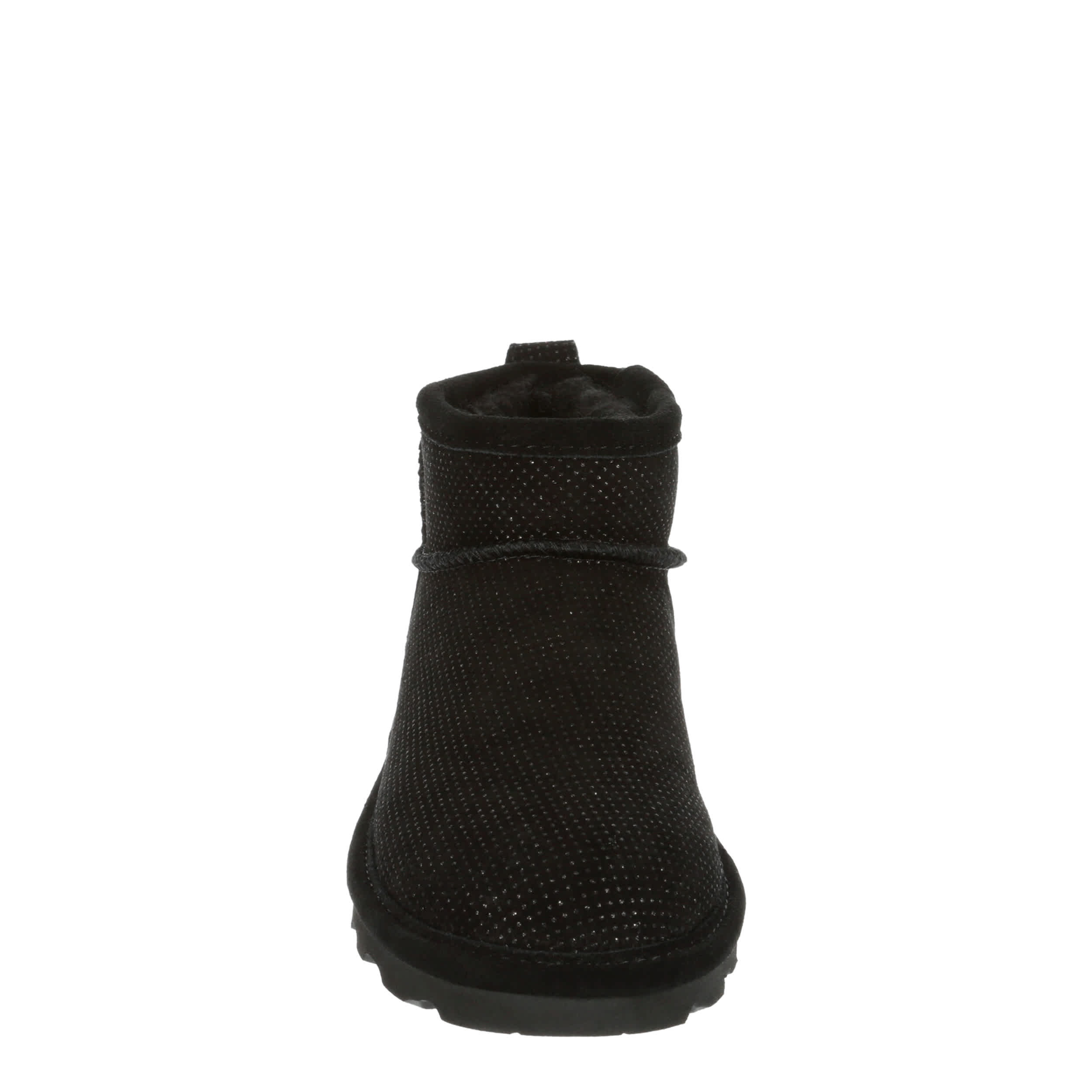 BEARPAW WOMENS SHORTY EXOTIC FUR BOOT - BLACK