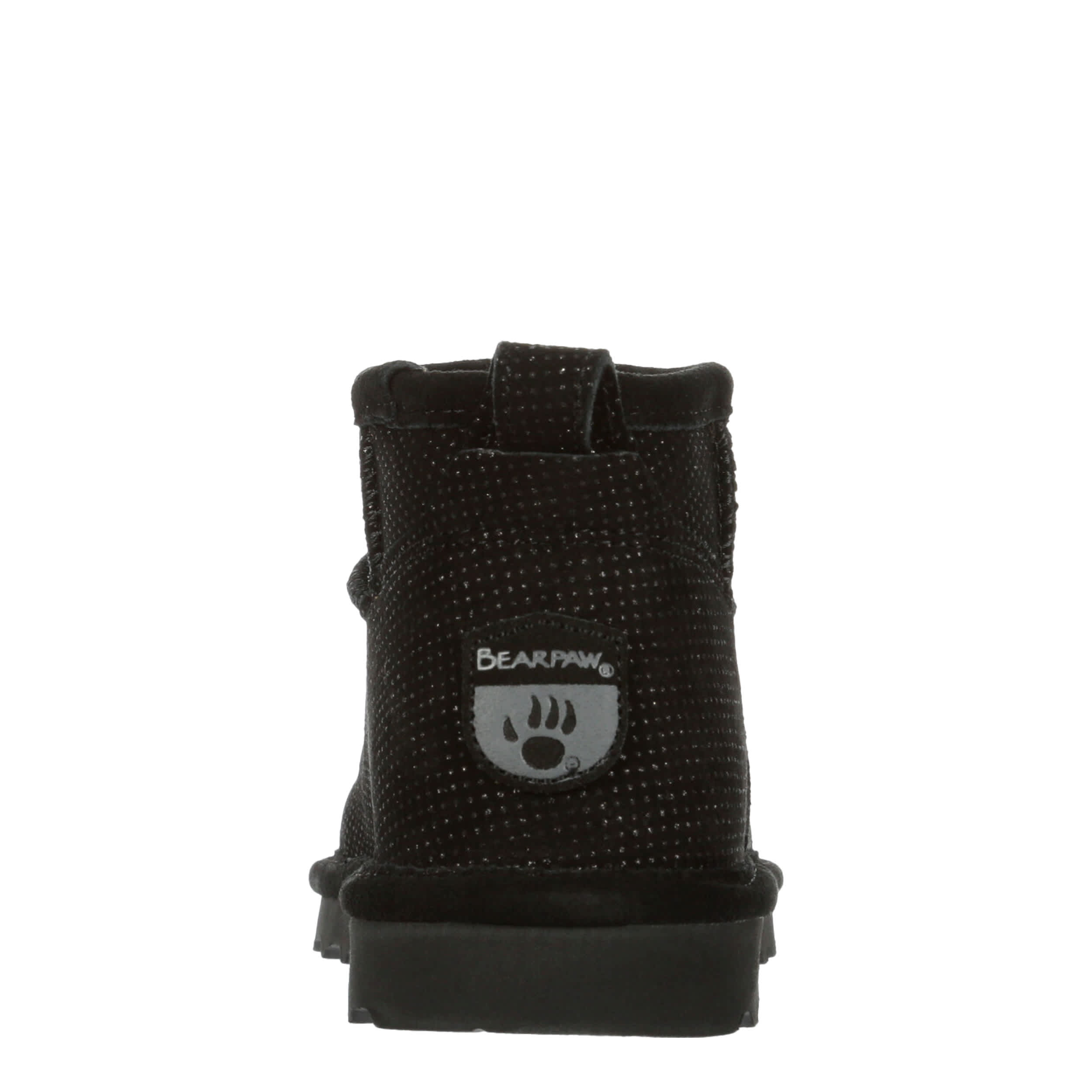 BEARPAW WOMENS SHORTY EXOTIC FUR BOOT - BLACK