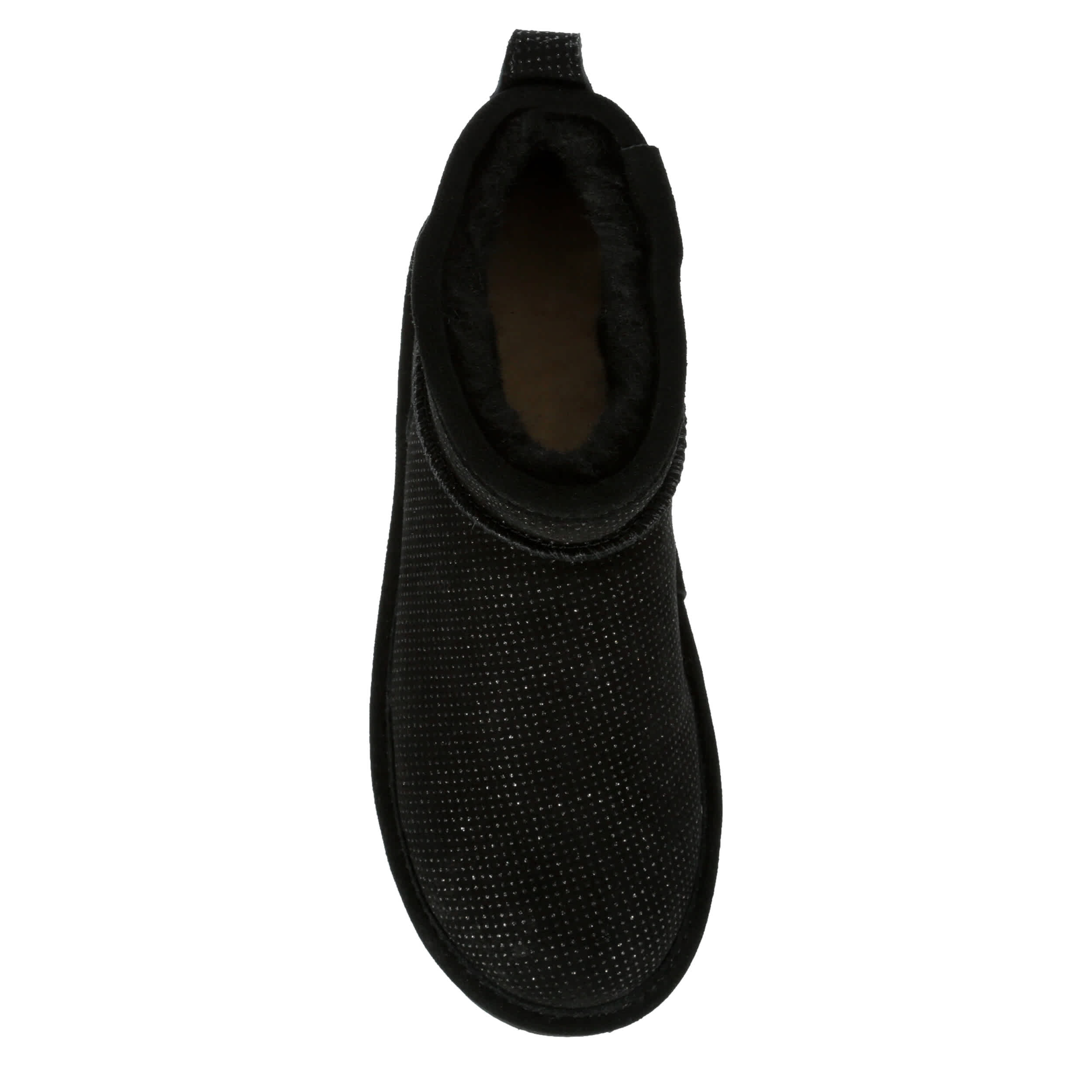 BEARPAW WOMENS SHORTY EXOTIC FUR BOOT - BLACK