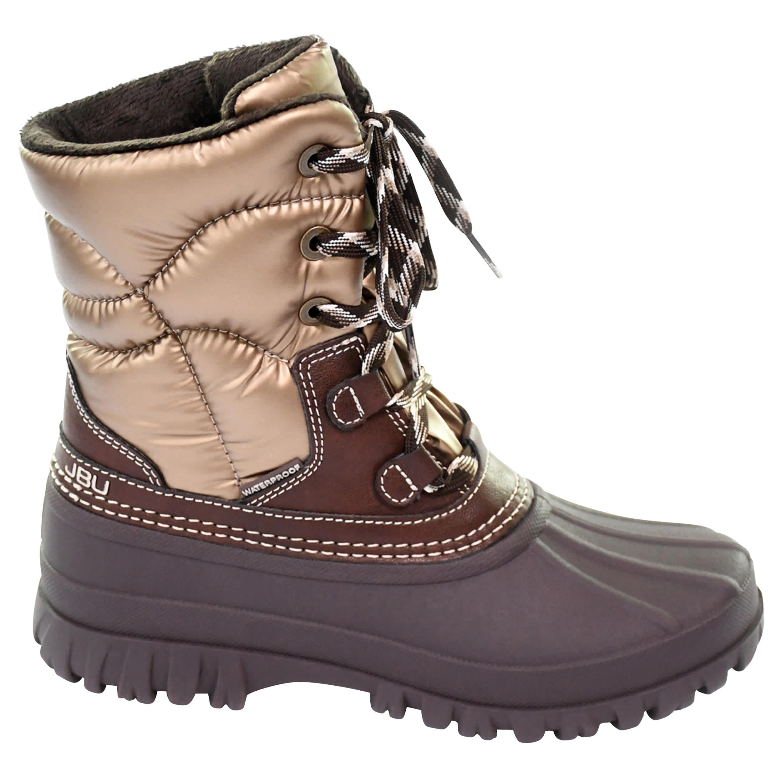 JBU-WOMENS CANYON WATERPROOF WEATHER BOOT-BRONZE & DARK BROWN