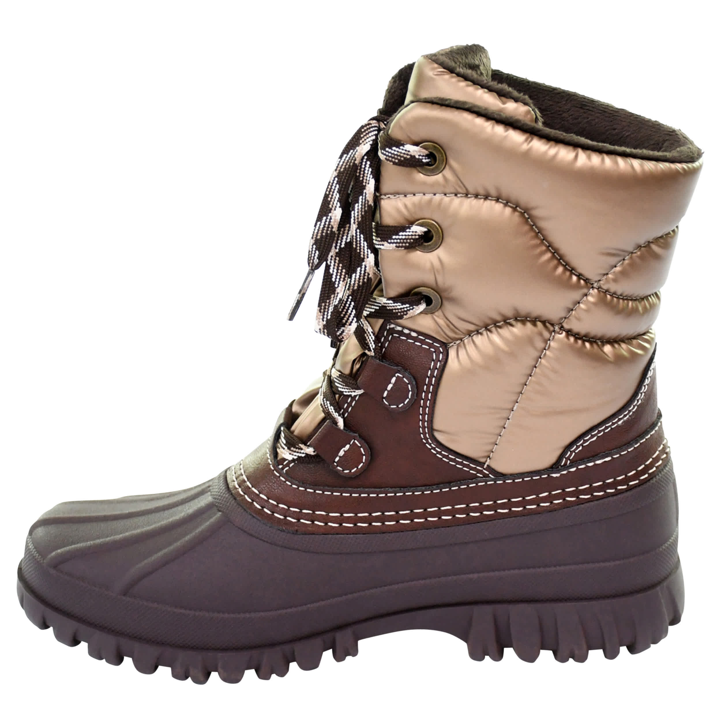 JBU-WOMENS CANYON WATERPROOF WEATHER BOOT-BRONZE & DARK BROWN