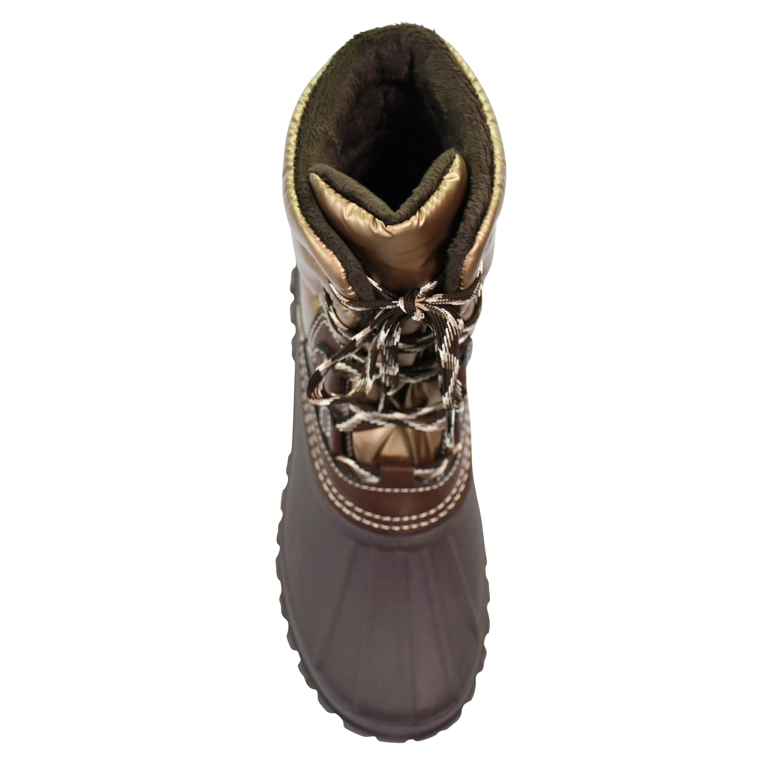 JBU-WOMENS CANYON WATERPROOF WEATHER BOOT-BRONZE & DARK BROWN