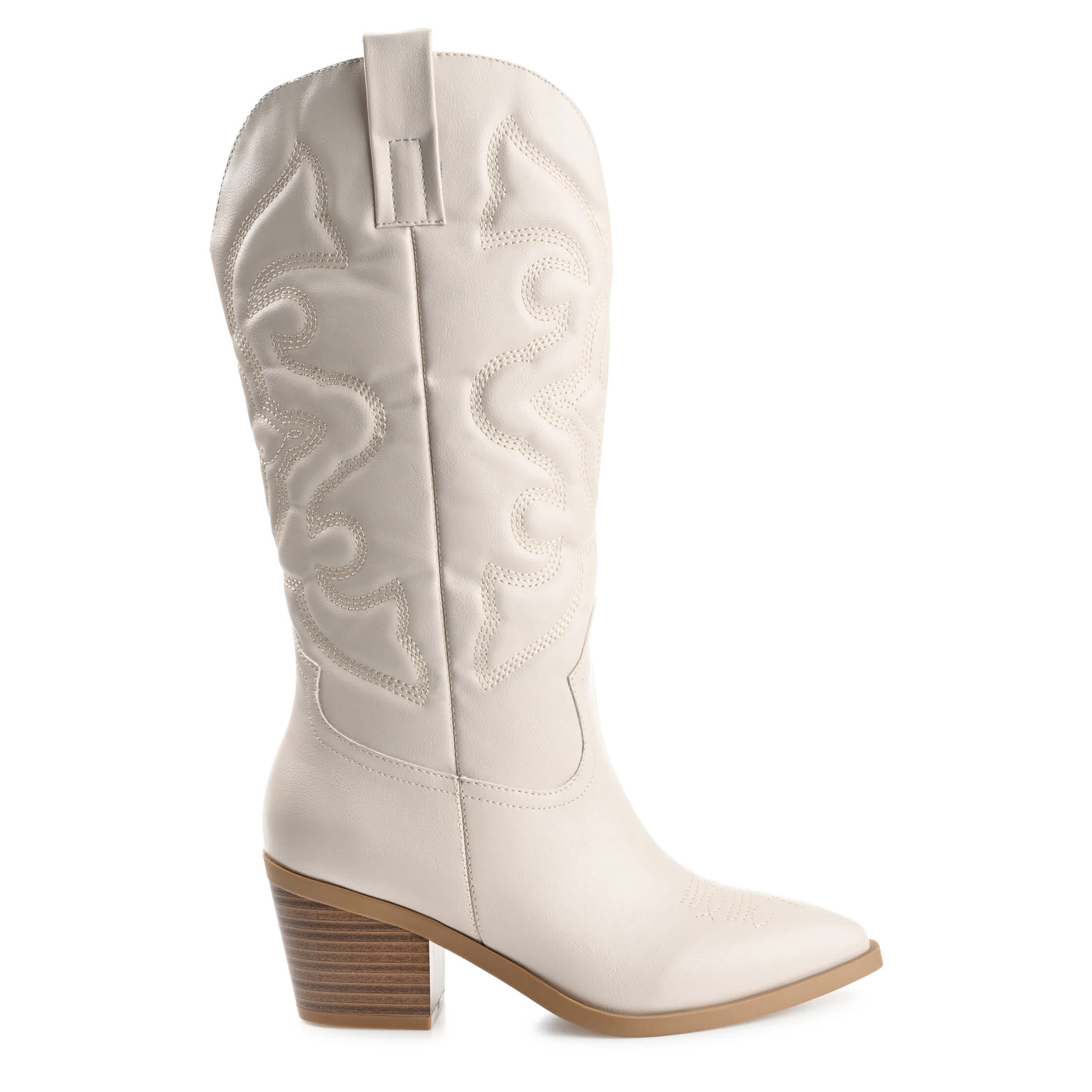 JOURNEE COLLECTION-WOMENS CHANTRY WESTERN BOOT-BEIGE & 