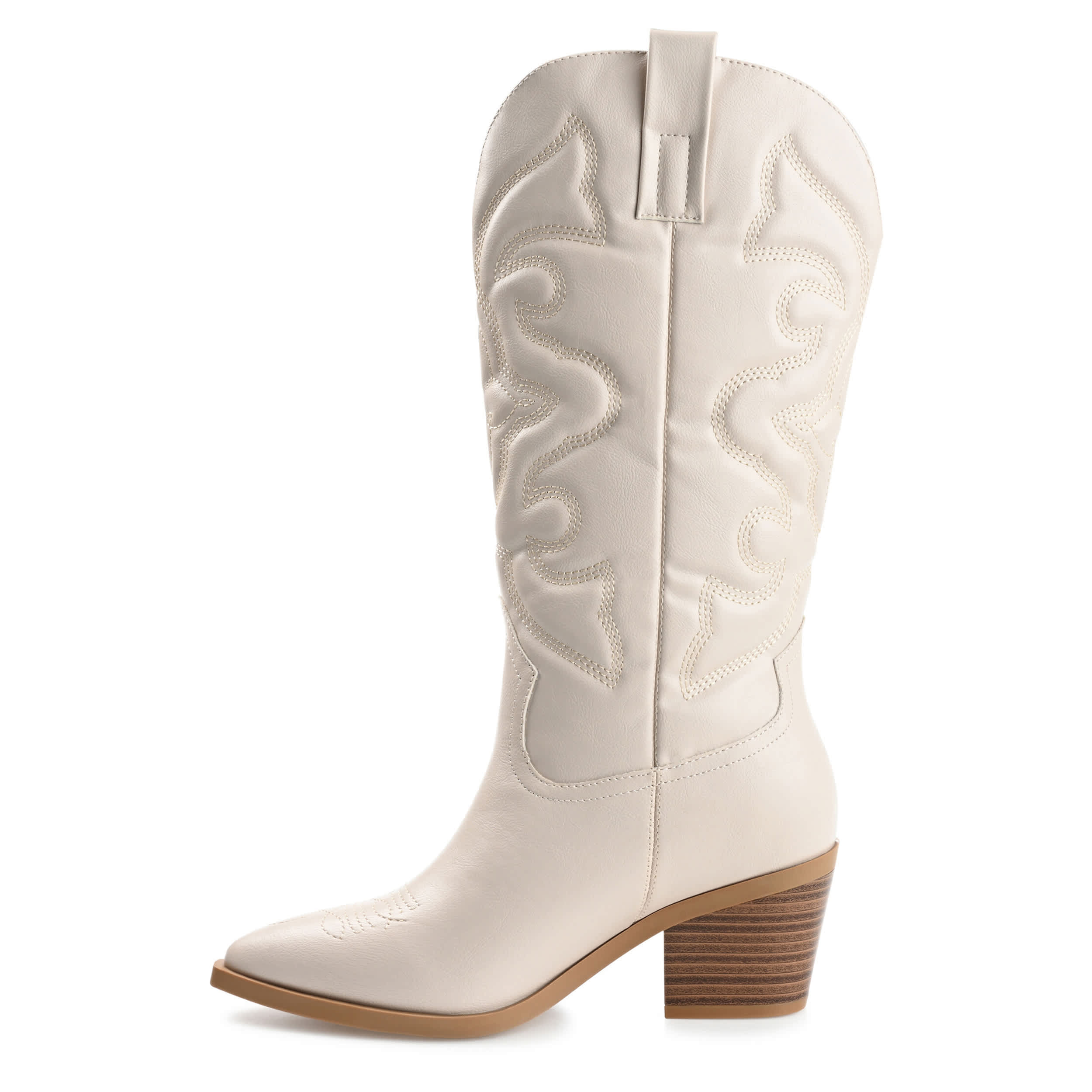 JOURNEE COLLECTION-WOMENS CHANTRY WESTERN BOOT-BEIGE & 