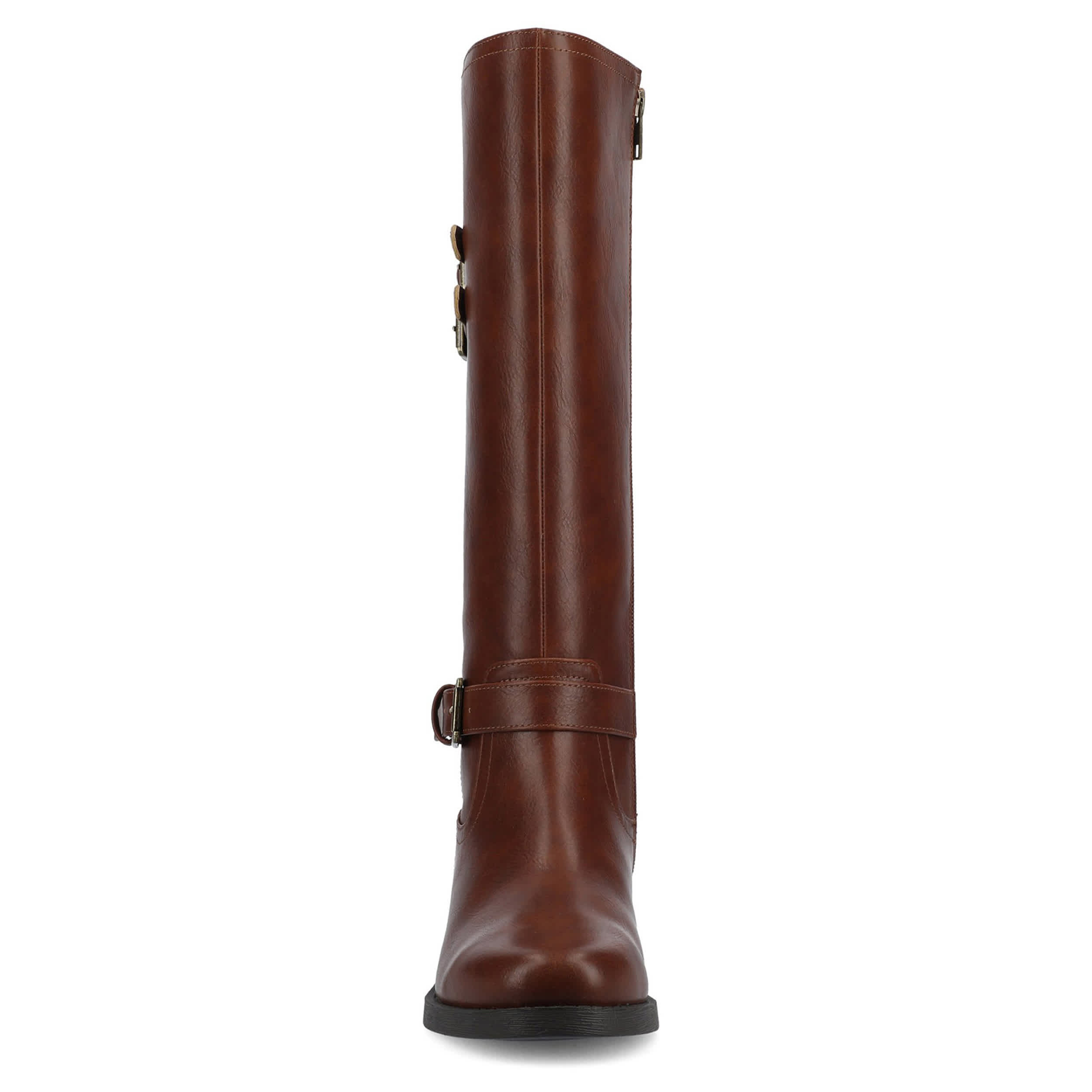 JOURNEE COLLECTION-WOMENS SONNY WIDE CALF TALL BOOT-COGNAC & 