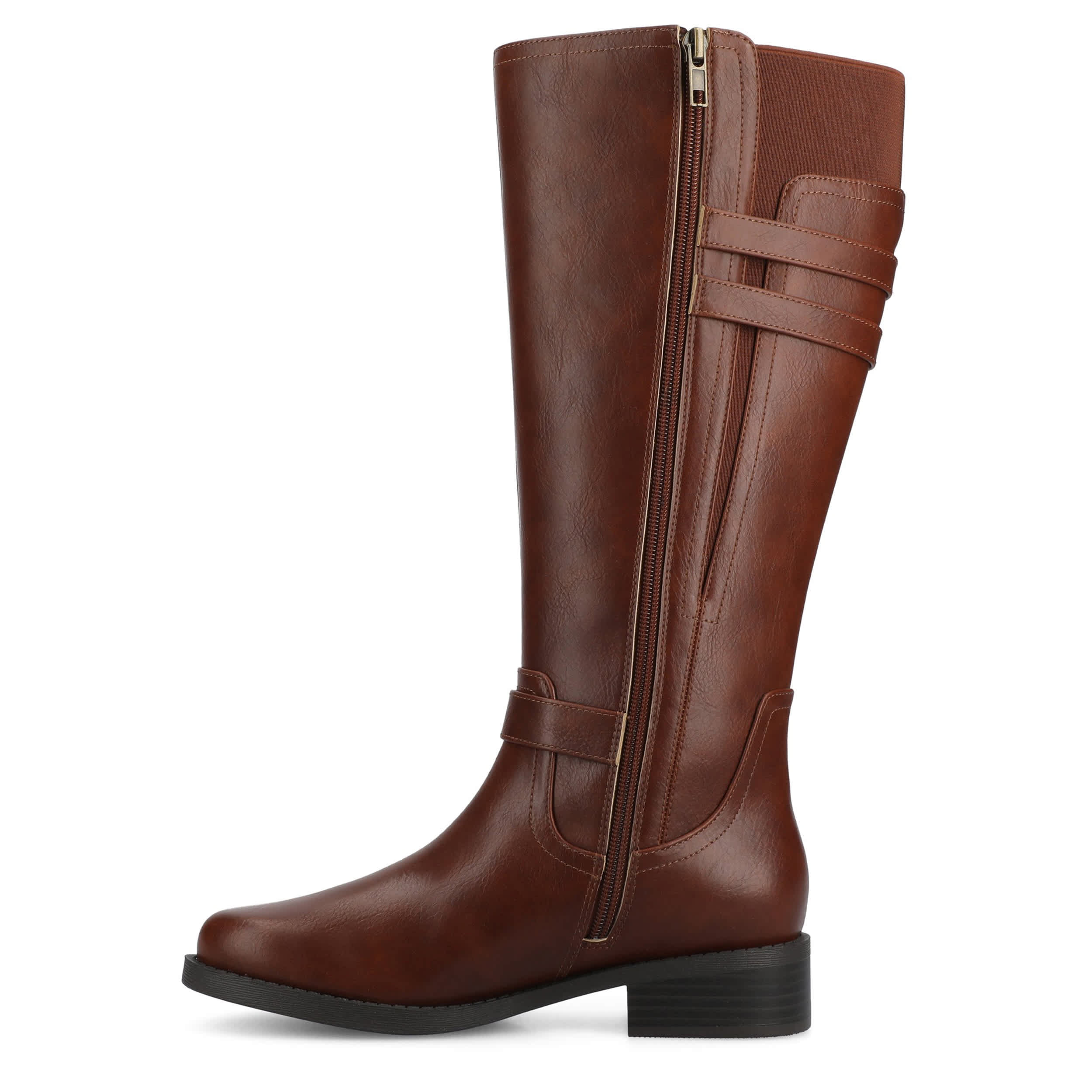 JOURNEE COLLECTION-WOMENS SONNY WIDE CALF TALL BOOT-COGNAC & 