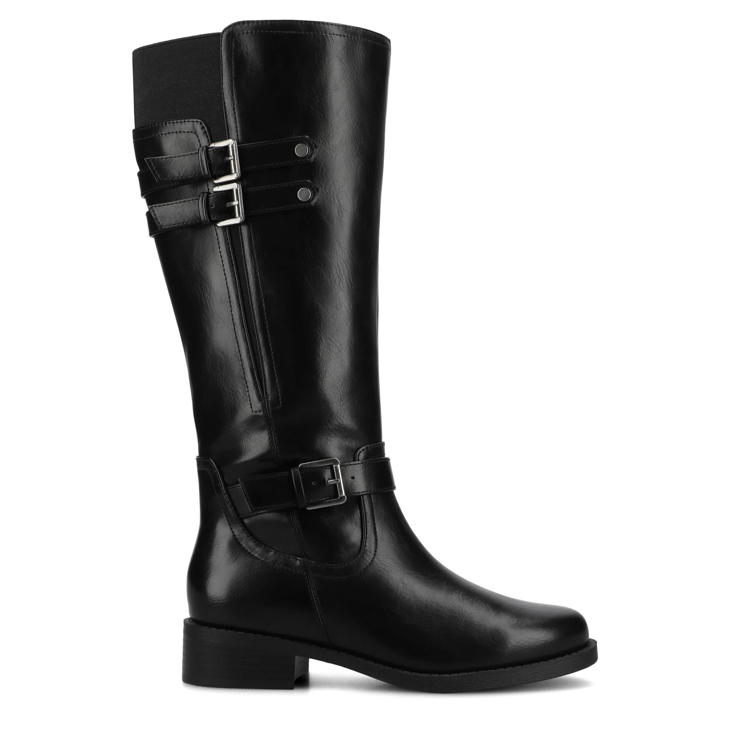 JOURNEE COLLECTION-WOMENS SONNY EXTRA WIDE CALF TALL BOOT-BLACK & 