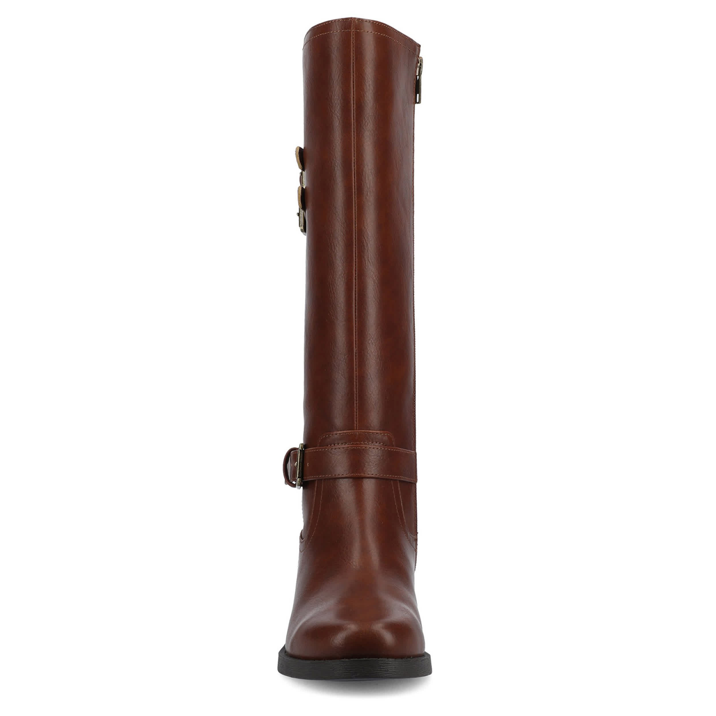 JOURNEE COLLECTION-WOMENS SONNY EXTRA WIDE CALF TALL BOOT-COGNAC & 