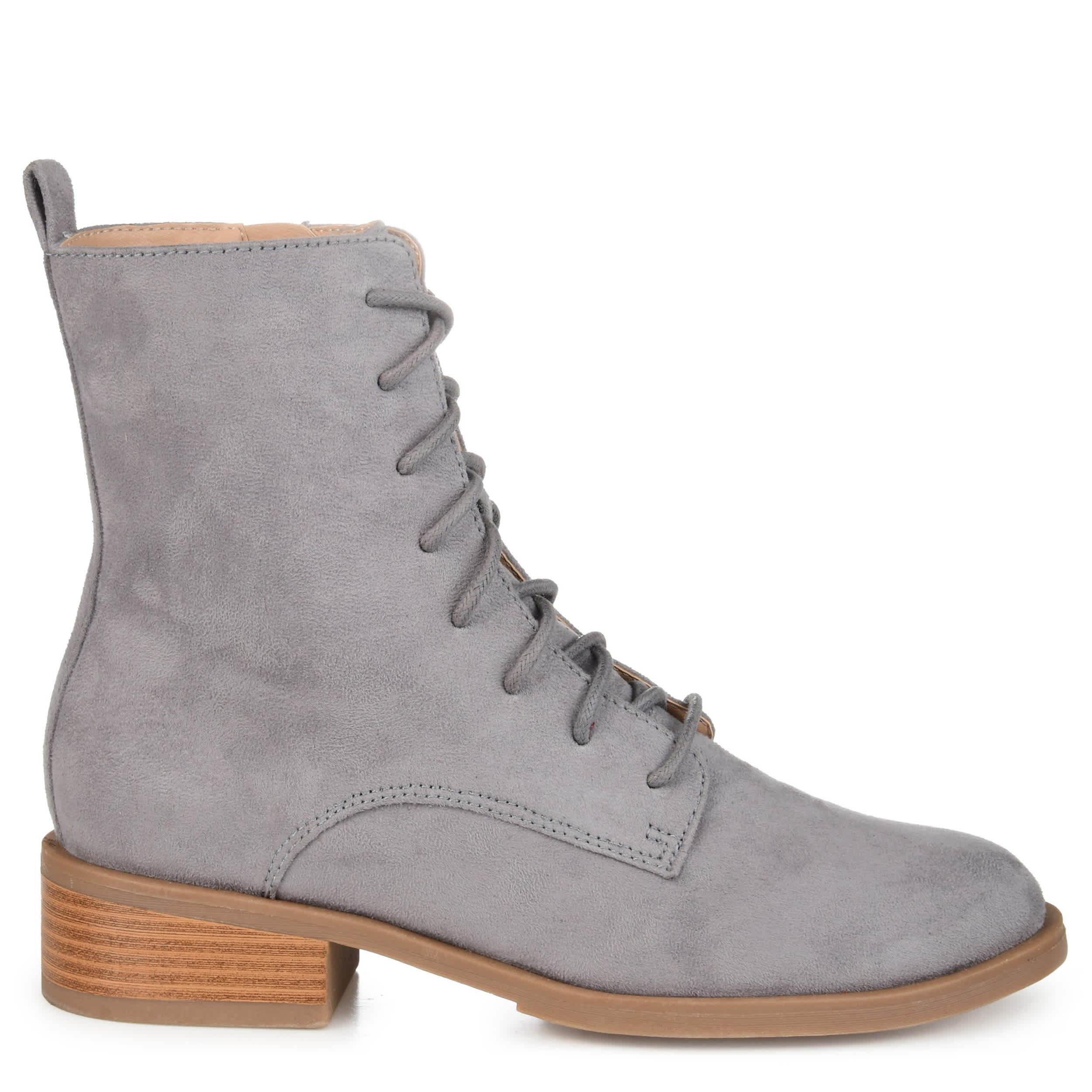 JOURNEE COLLECTION-WOMENS VIENNA WIDE LACE UP BOOT-GREY & 