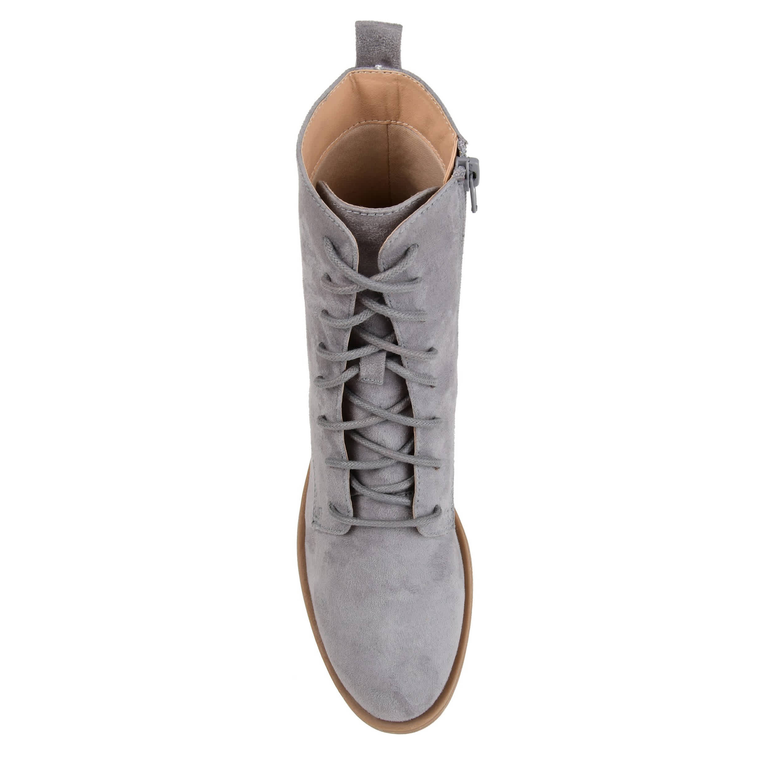 JOURNEE COLLECTION-WOMENS VIENNA WIDE LACE UP BOOT-GREY & 
