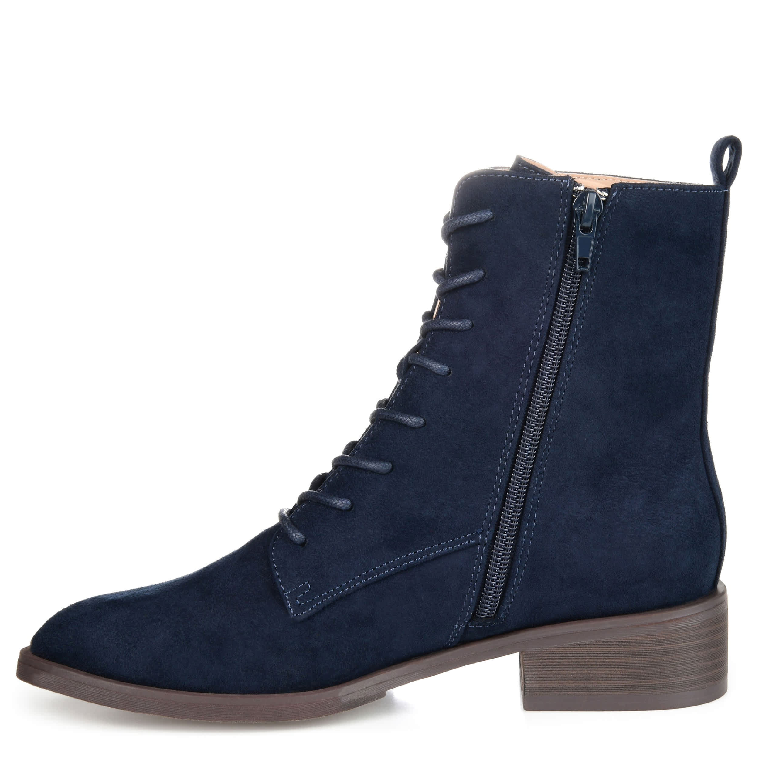 JOURNEE COLLECTION-WOMENS VIENNA WIDE LACE UP BOOT-NAVY & 