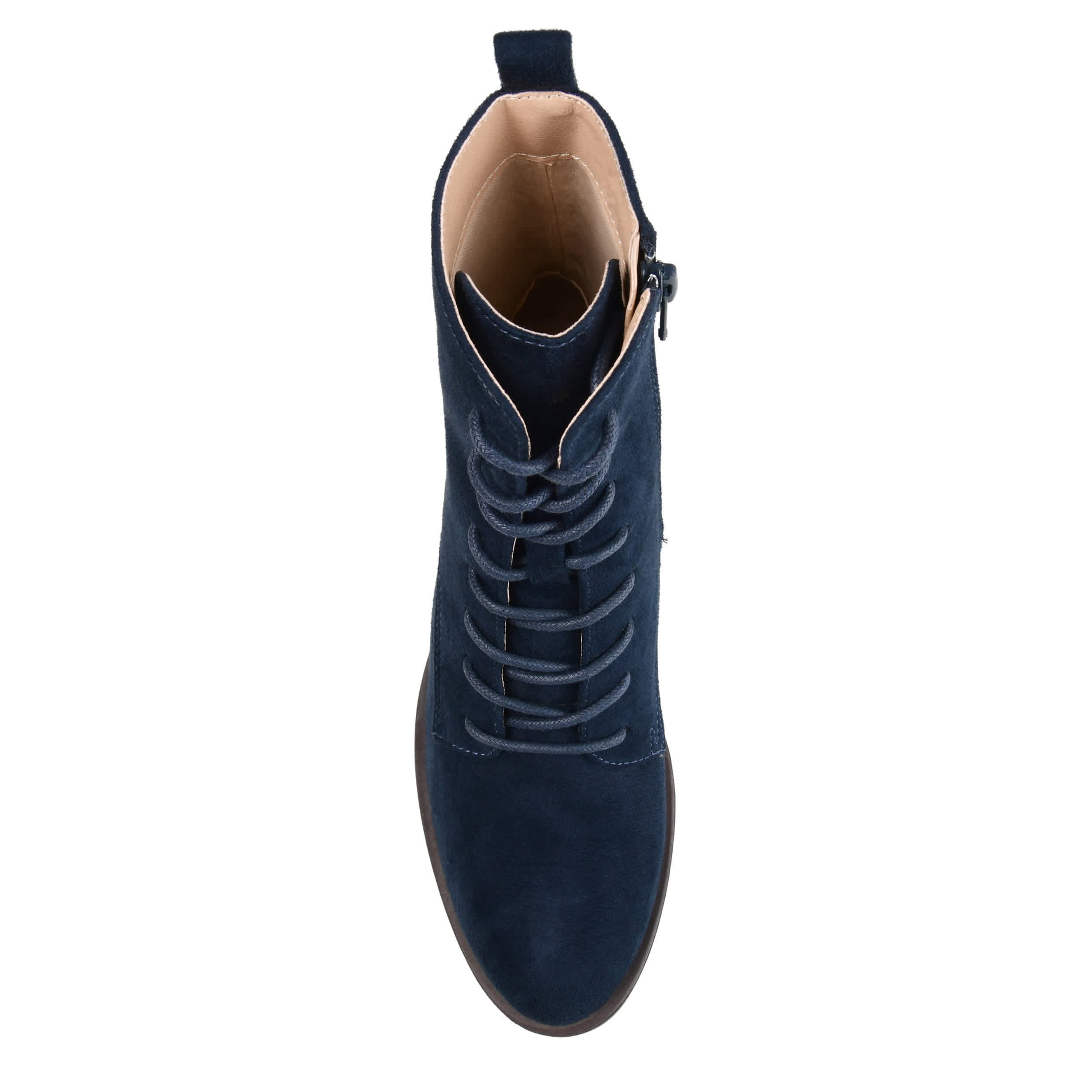JOURNEE COLLECTION-WOMENS VIENNA WIDE LACE UP BOOT-NAVY & 