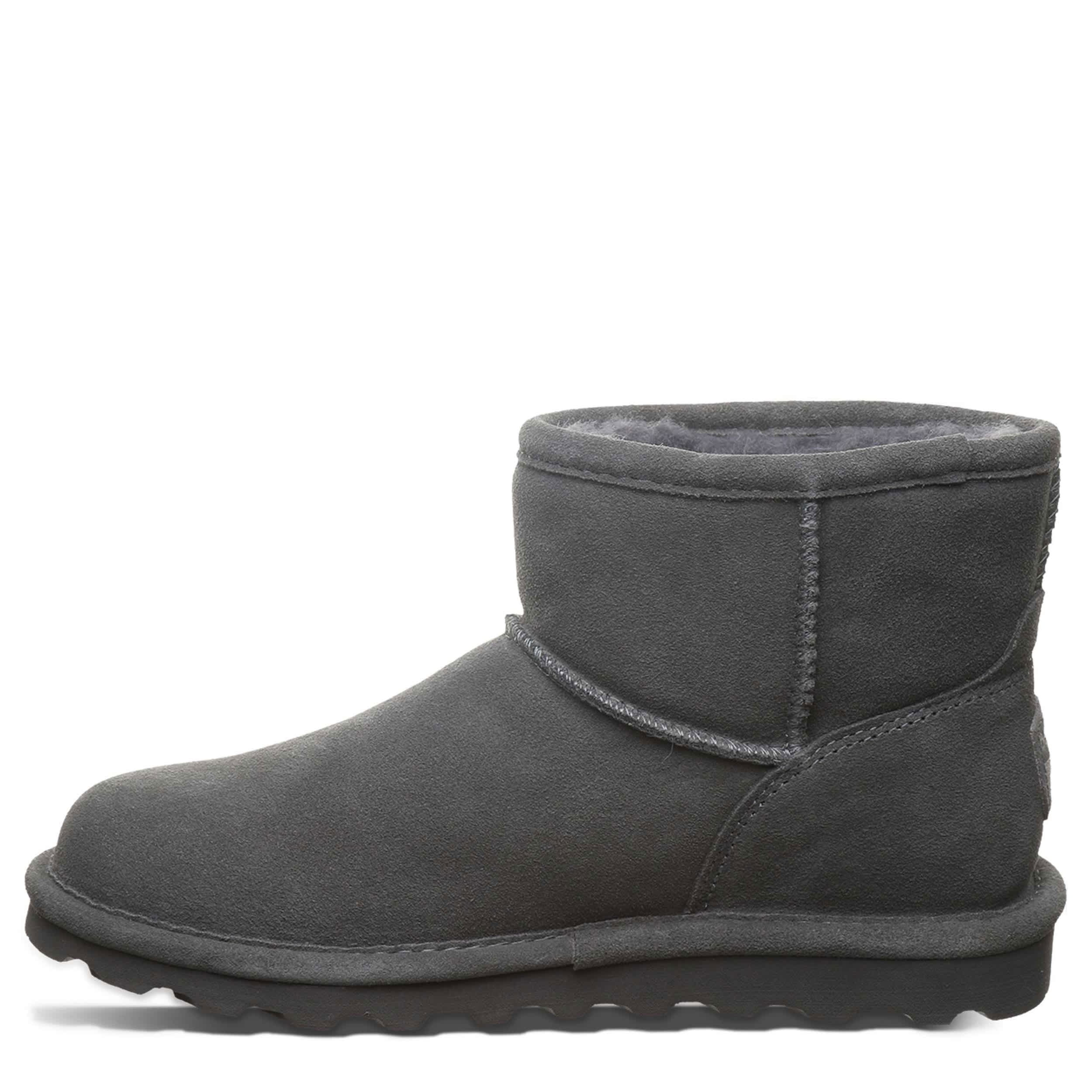 BEARPAW-WOMENS ALYSSA FUR BOOT-GREY & 