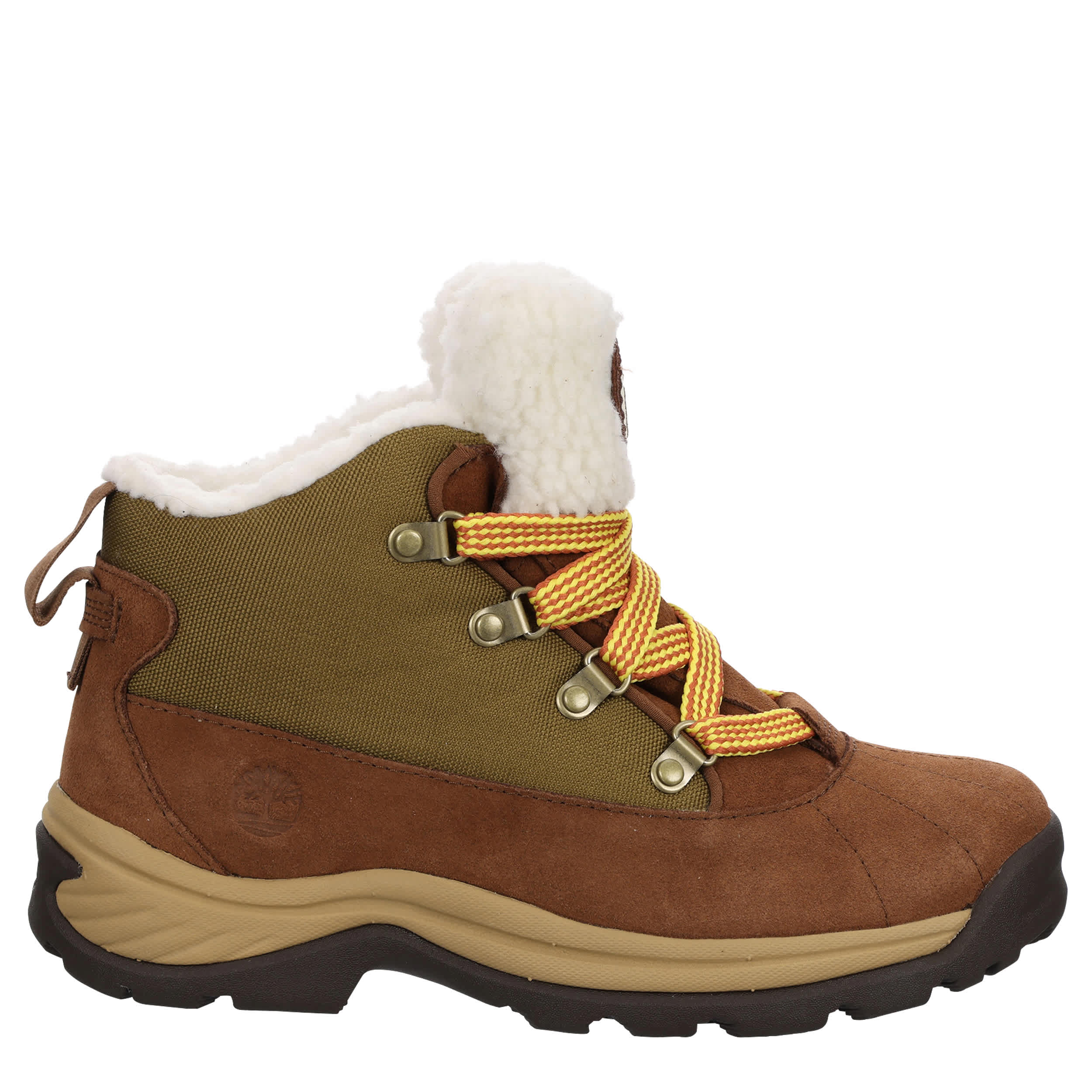 TIMBERLAND-WOMENS WHITE LEDGE MID LACE-UP WATERPROOF SNOW BOOT-BROWN & 