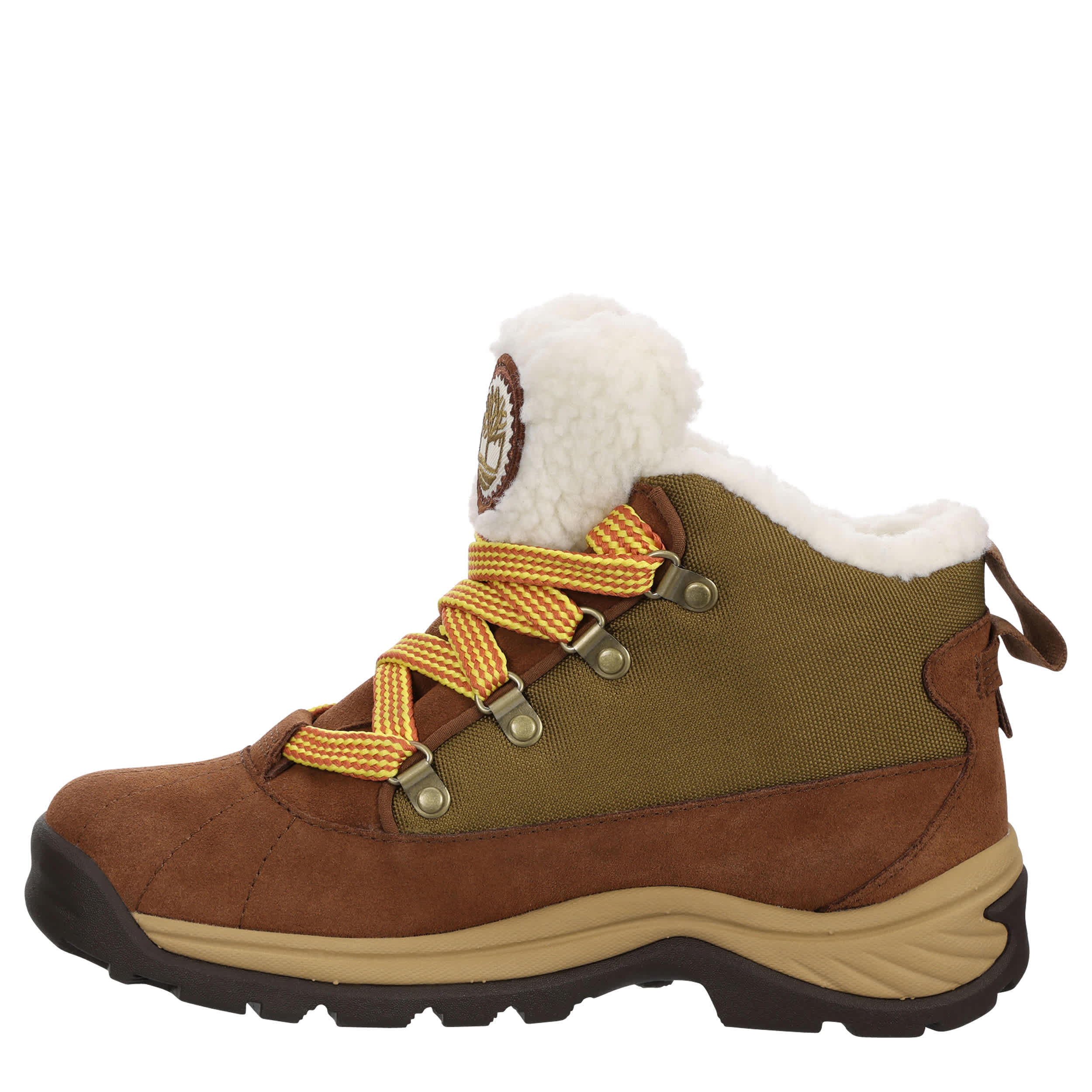 TIMBERLAND-WOMENS WHITE LEDGE MID LACE-UP WATERPROOF SNOW BOOT-BROWN & 