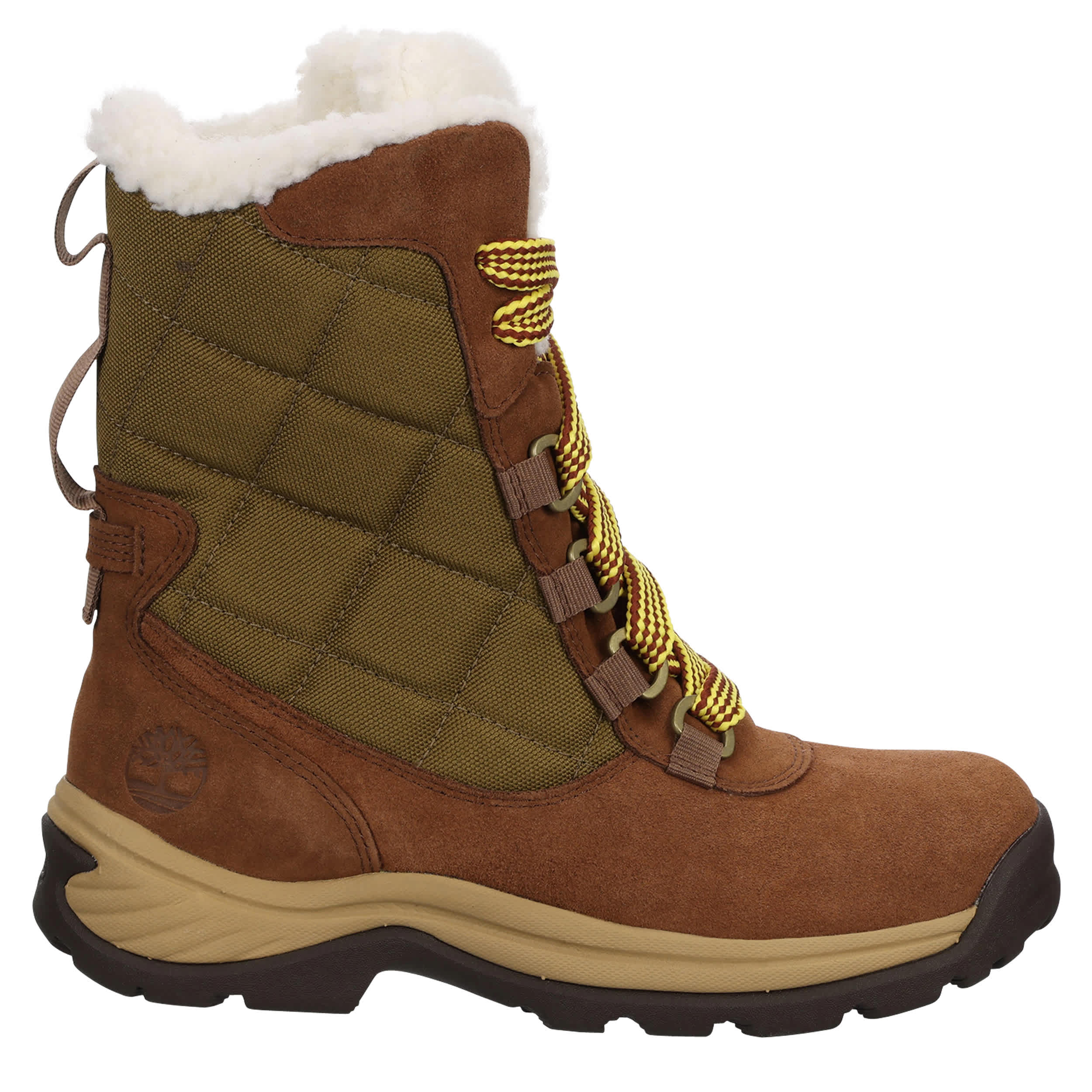 TIMBERLAND-WOMENS WHITE LEDGE LACE-UP WATERPROOF TALL SNOW BOOT-BROWN & 