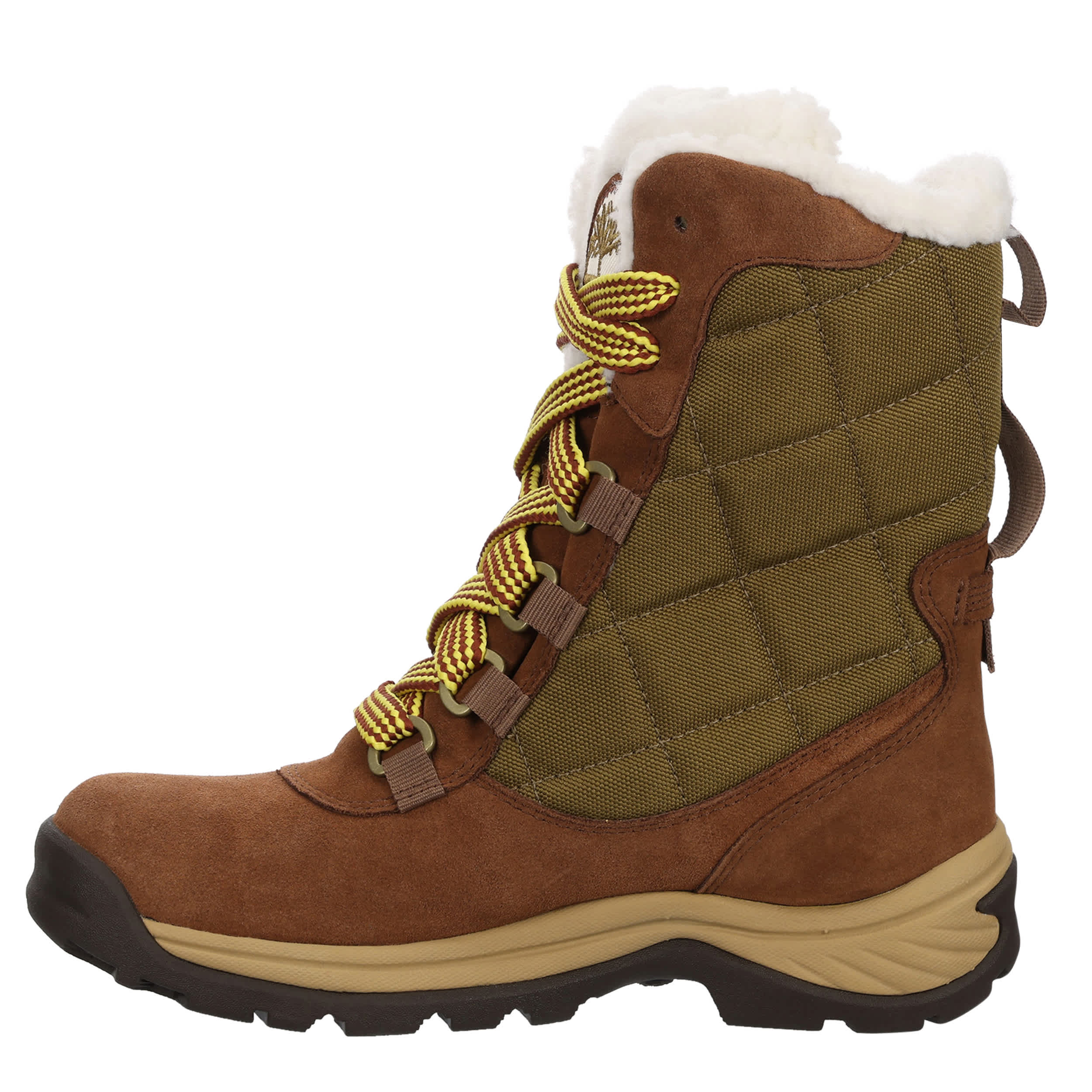 TIMBERLAND-WOMENS WHITE LEDGE LACE-UP WATERPROOF TALL SNOW BOOT-BROWN & 