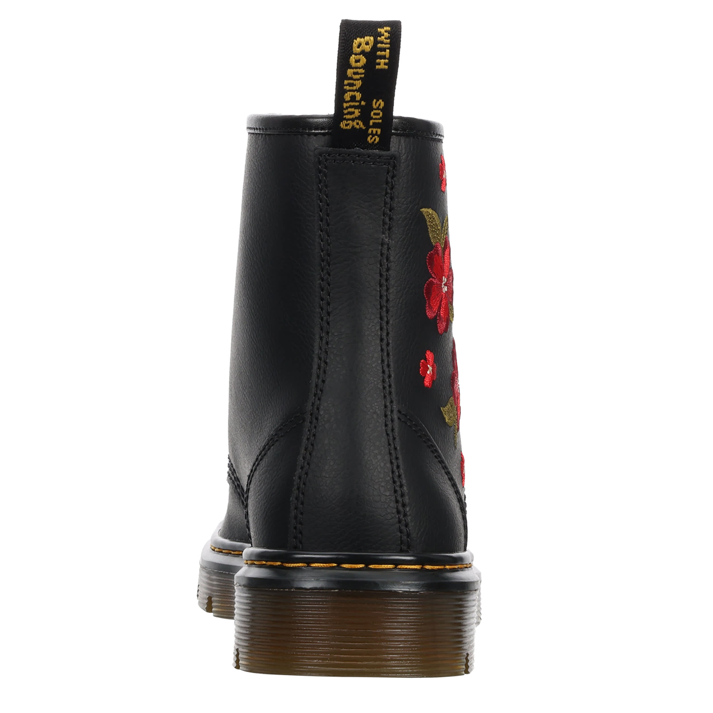DR.MARTENS-WOMENS APRILE 8 EYE FLORAL EMBROIDERY LACE UP BOOT-BLACK & BURGUNDY