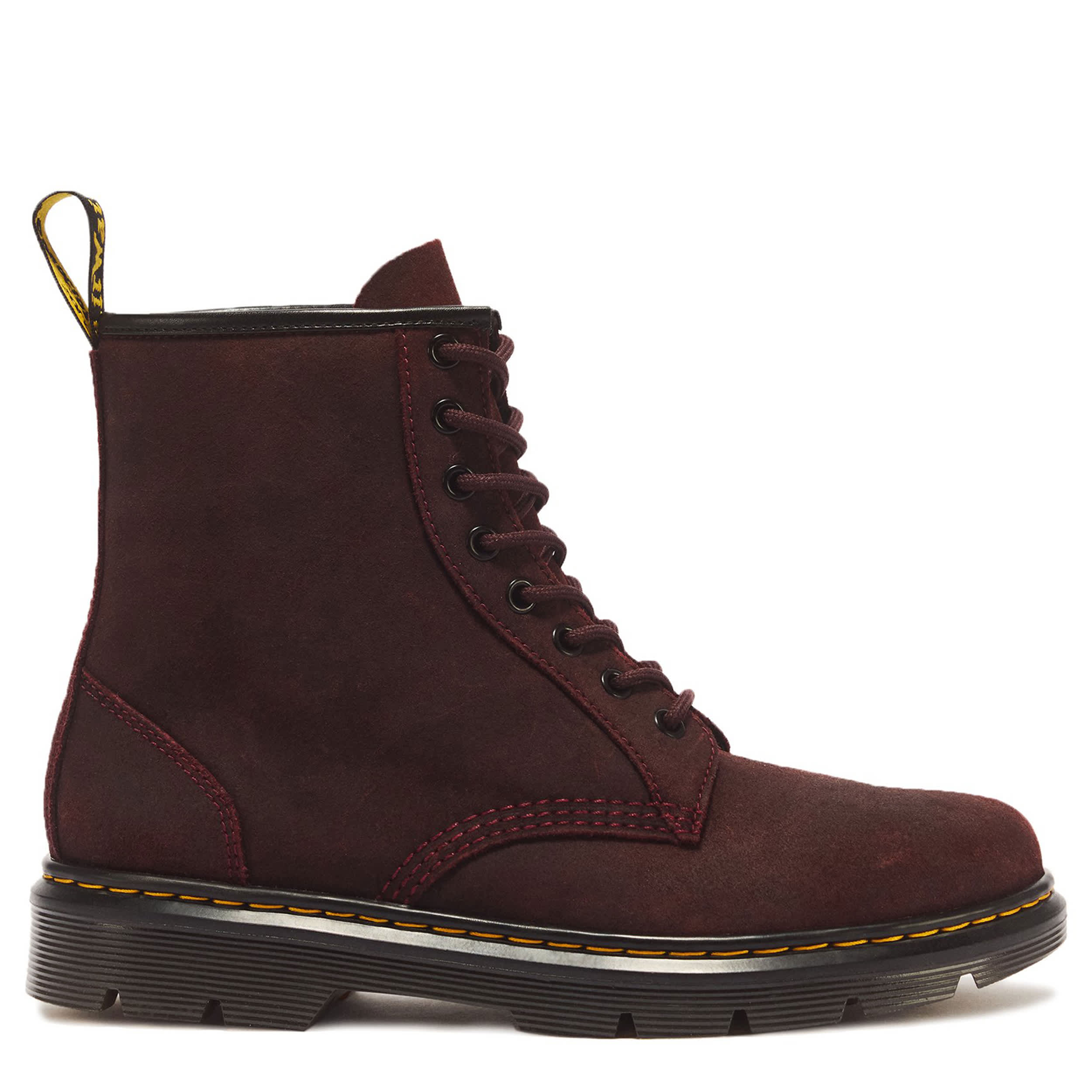 DR.MARTENS-WOMENS APRILE 8 EYE LACE UP BOOT-BURGUNDY & 
