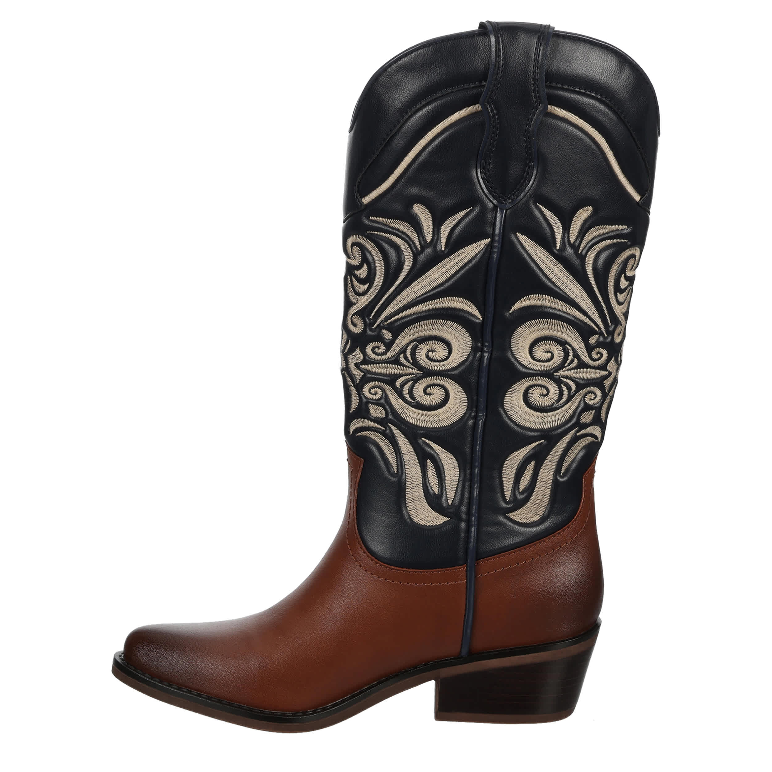MICHAEL BY MICHAEL SHANNON-WOMENS WESTERN BOOT-NAVY & BROWN