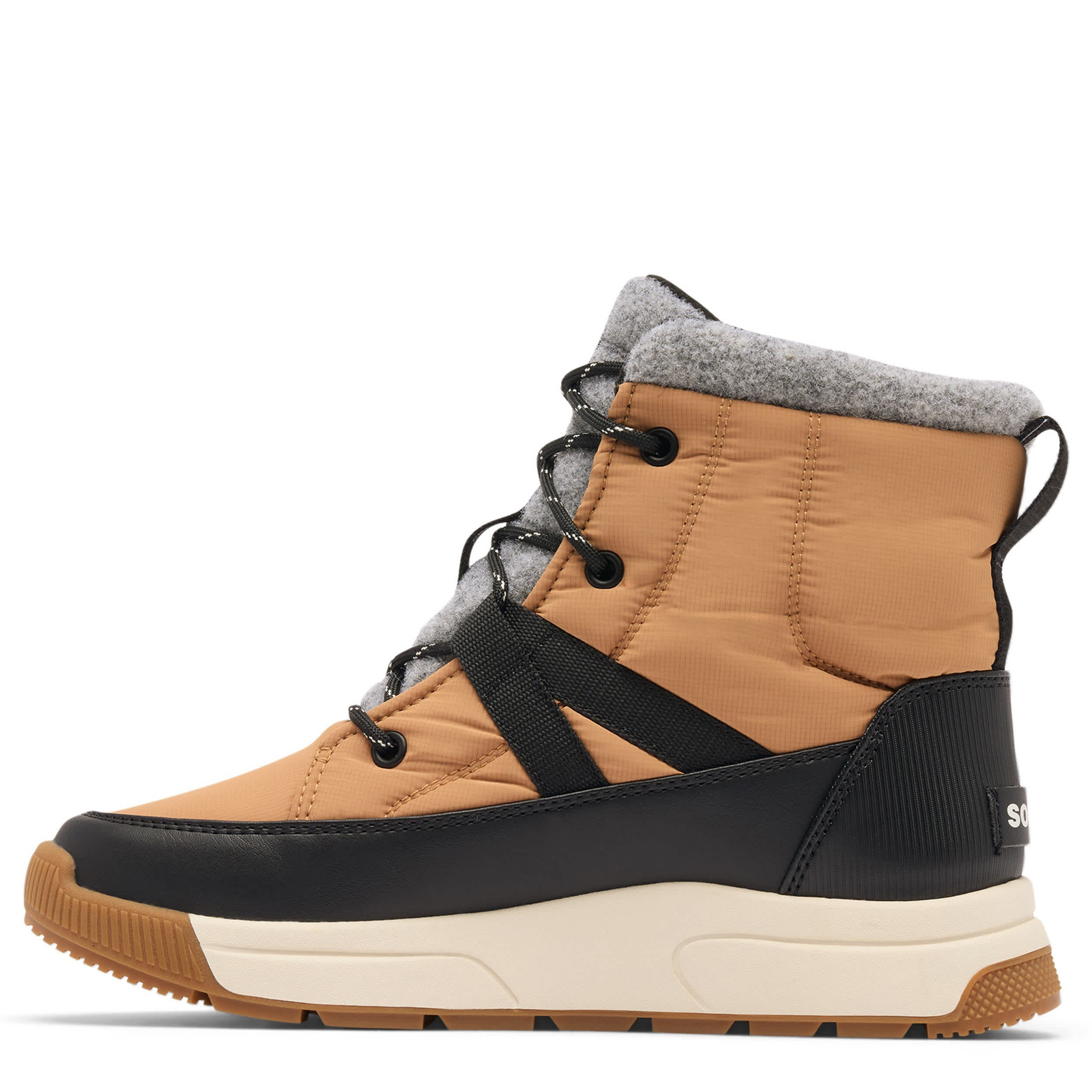 SOREL-WOMENS WHITNEY III MID WP BOOT-TAN & BLACK