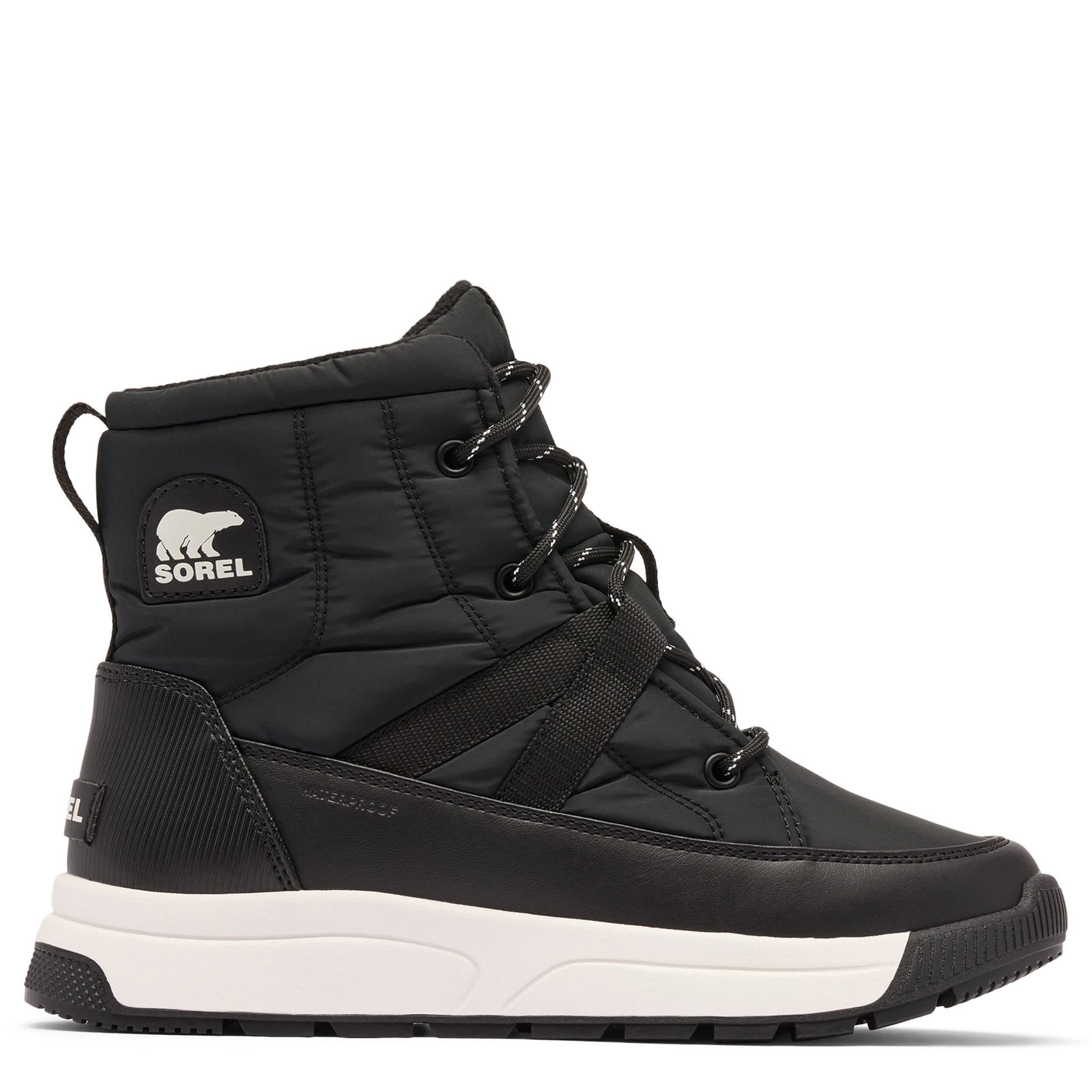 SOREL-WOMENS WHITNEY III MID WP BOOT-BLACK & WHITE