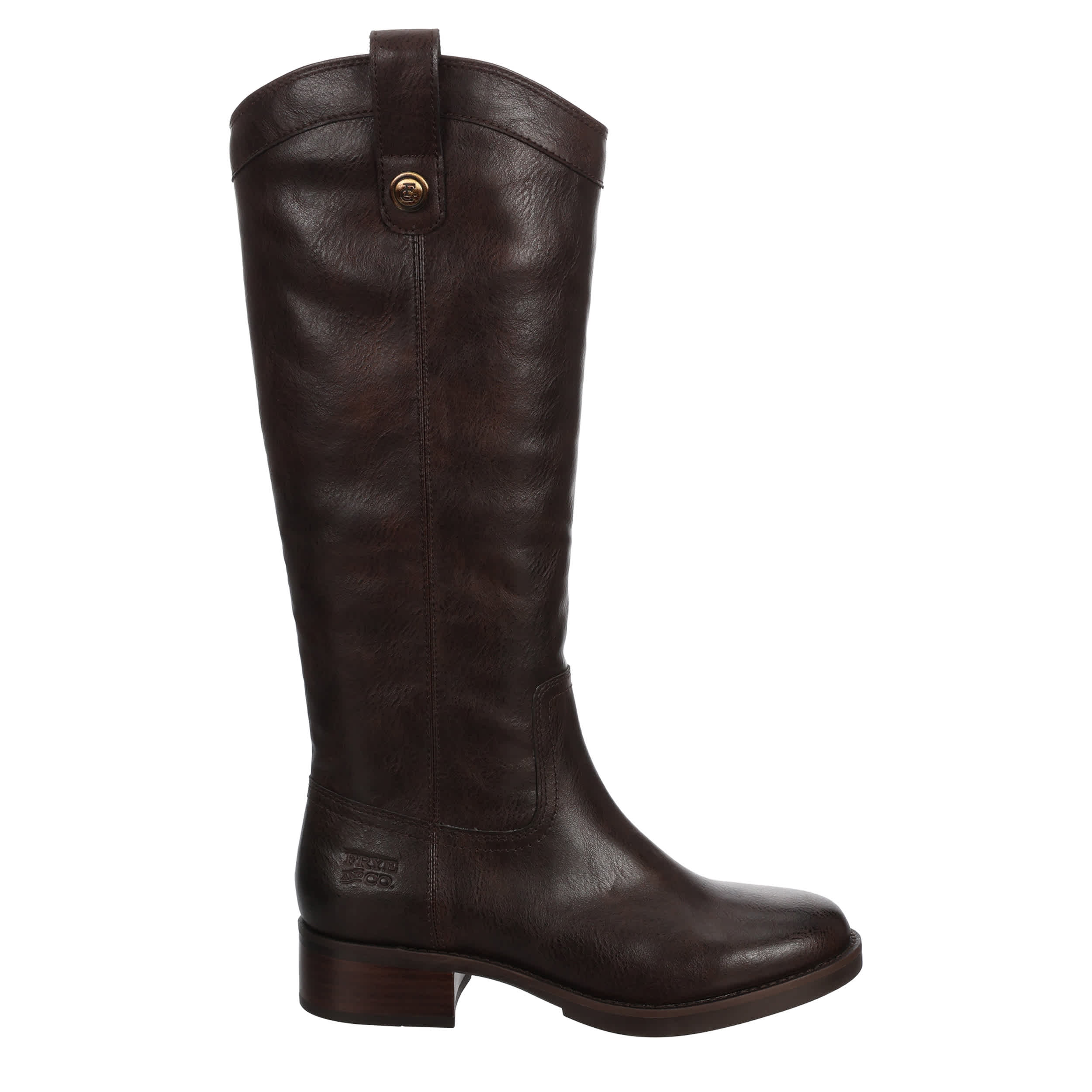 FRYE & CO-WOMENS FOSTER BUTTON  BOOT-DARK BROWN & 