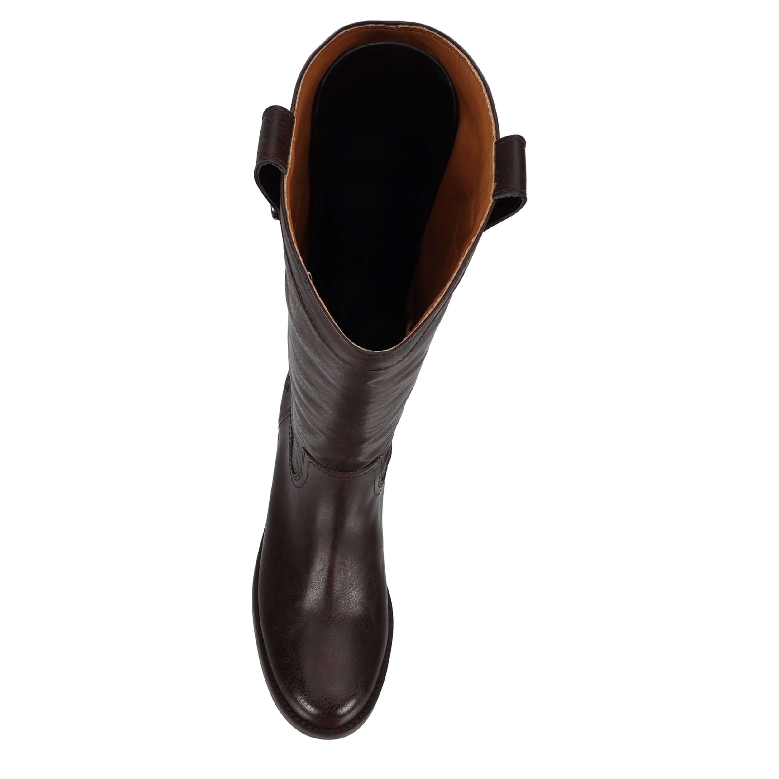 FRYE & CO-WOMENS FOSTER BUTTON WIDE CALF BOOT-DARK BROWN & 