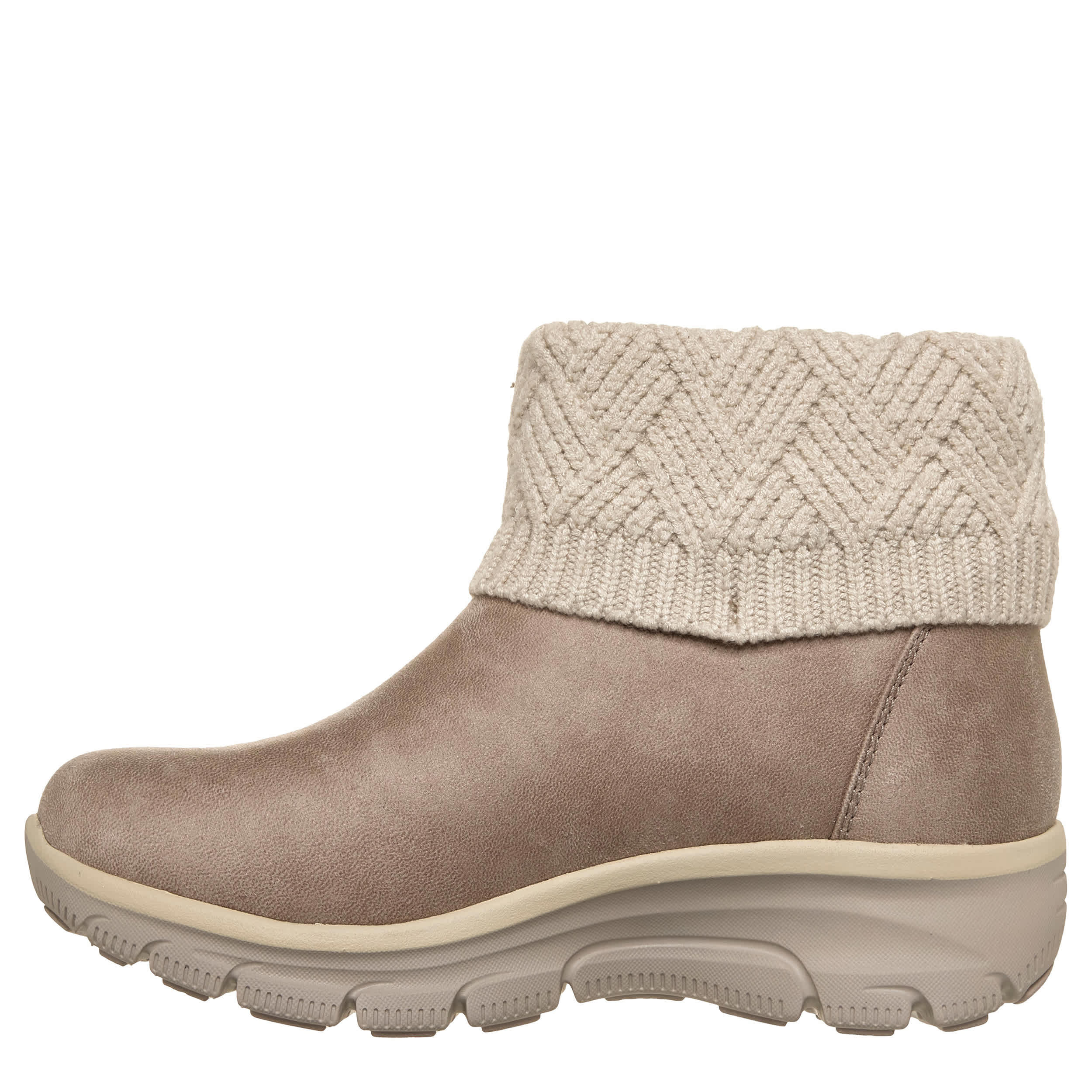 SKECHERS-WOMENS SLIP-INS EASY GOING-COZY WEATHER BOOT-TAUPE & 