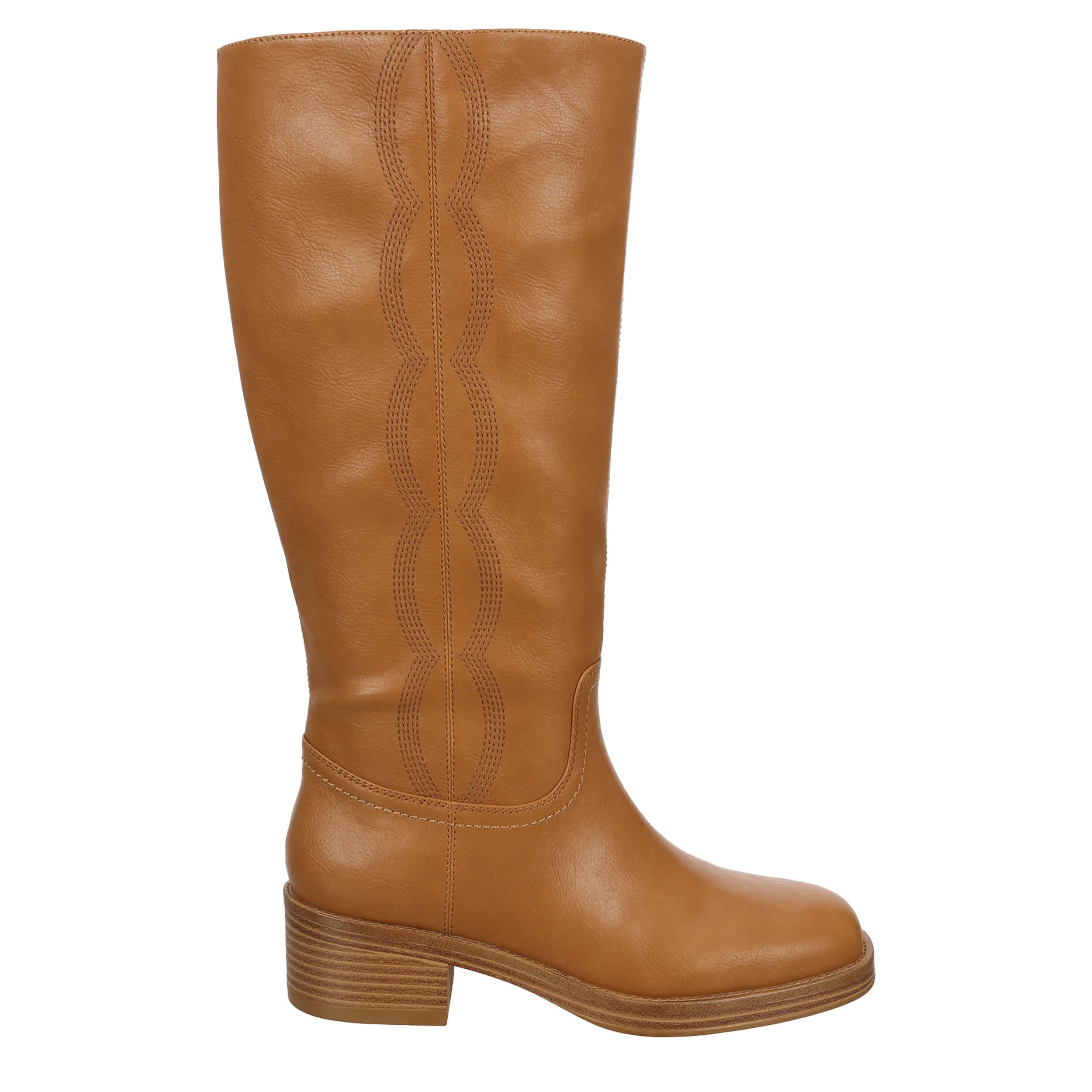 MICHAEL BY MICHAEL SHANNON-WOMENS TYLA WIDE CALF TALL BOOT-DARK TAN & 