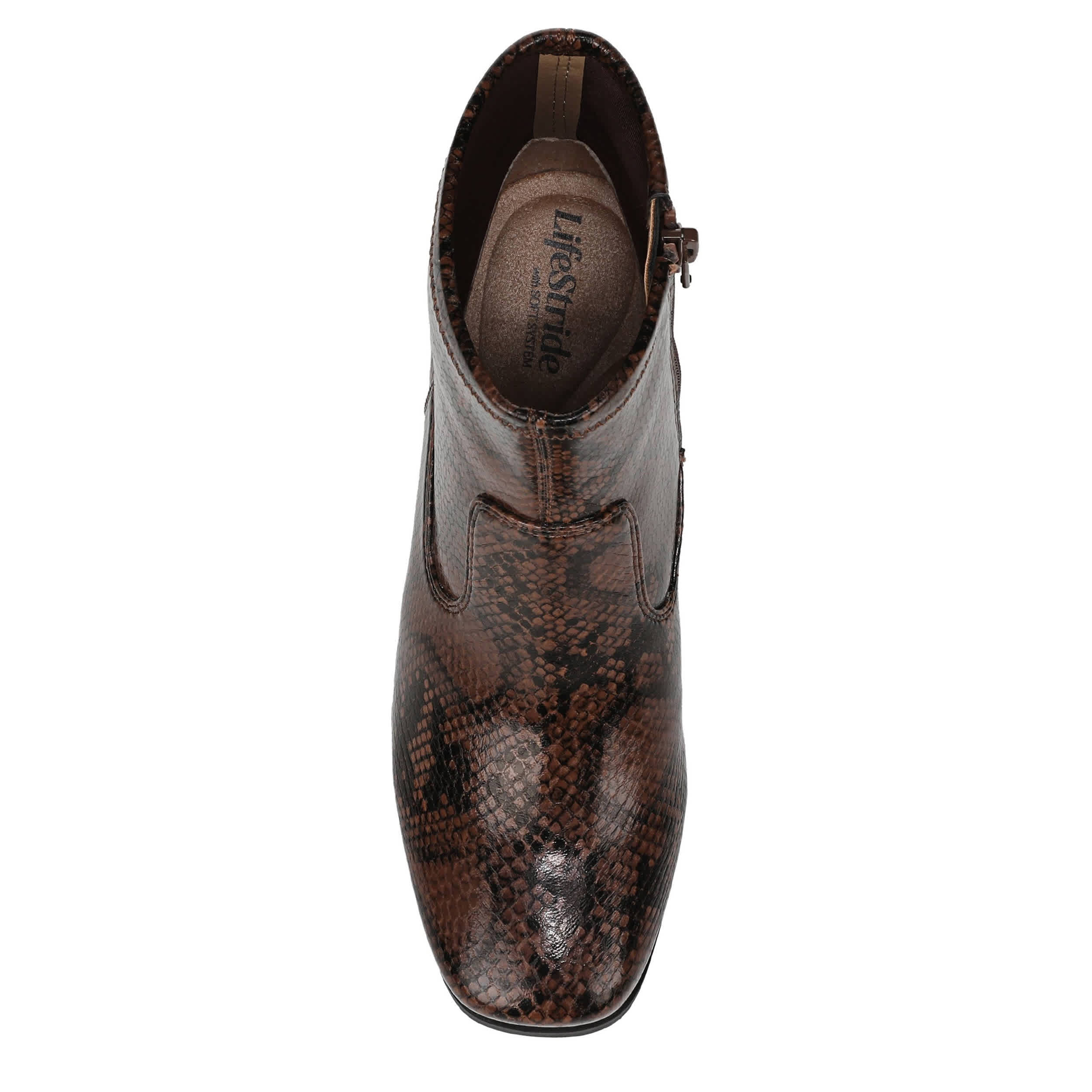 LIFESTRIDE-WOMENS HENNY BOOTIE-DARK BROWN & SNAKE