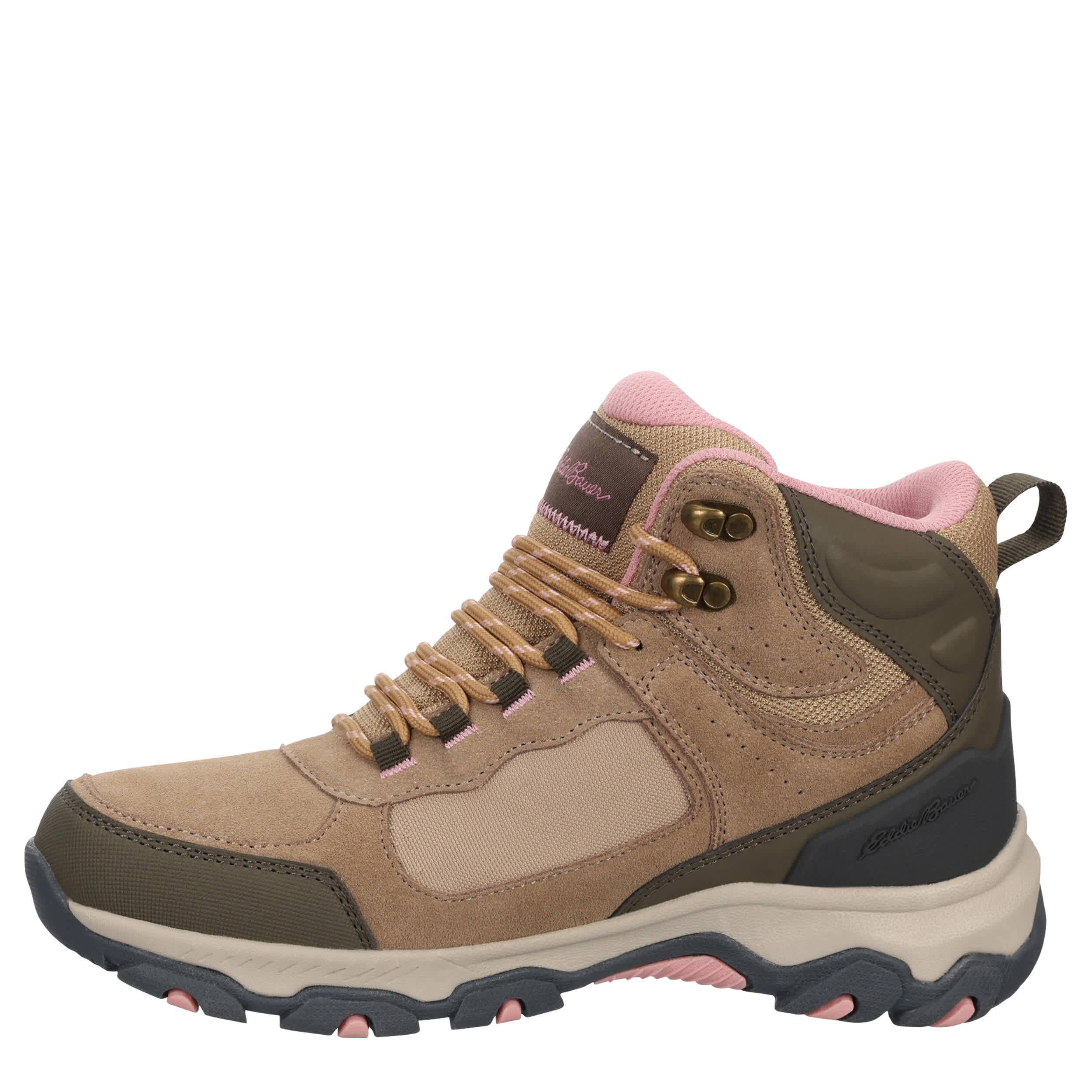 EDDIE BAUER-WOMENS PORTLAND HI WATERPROOF  WATERPROOF HIKING BOOT-TAN & PINK