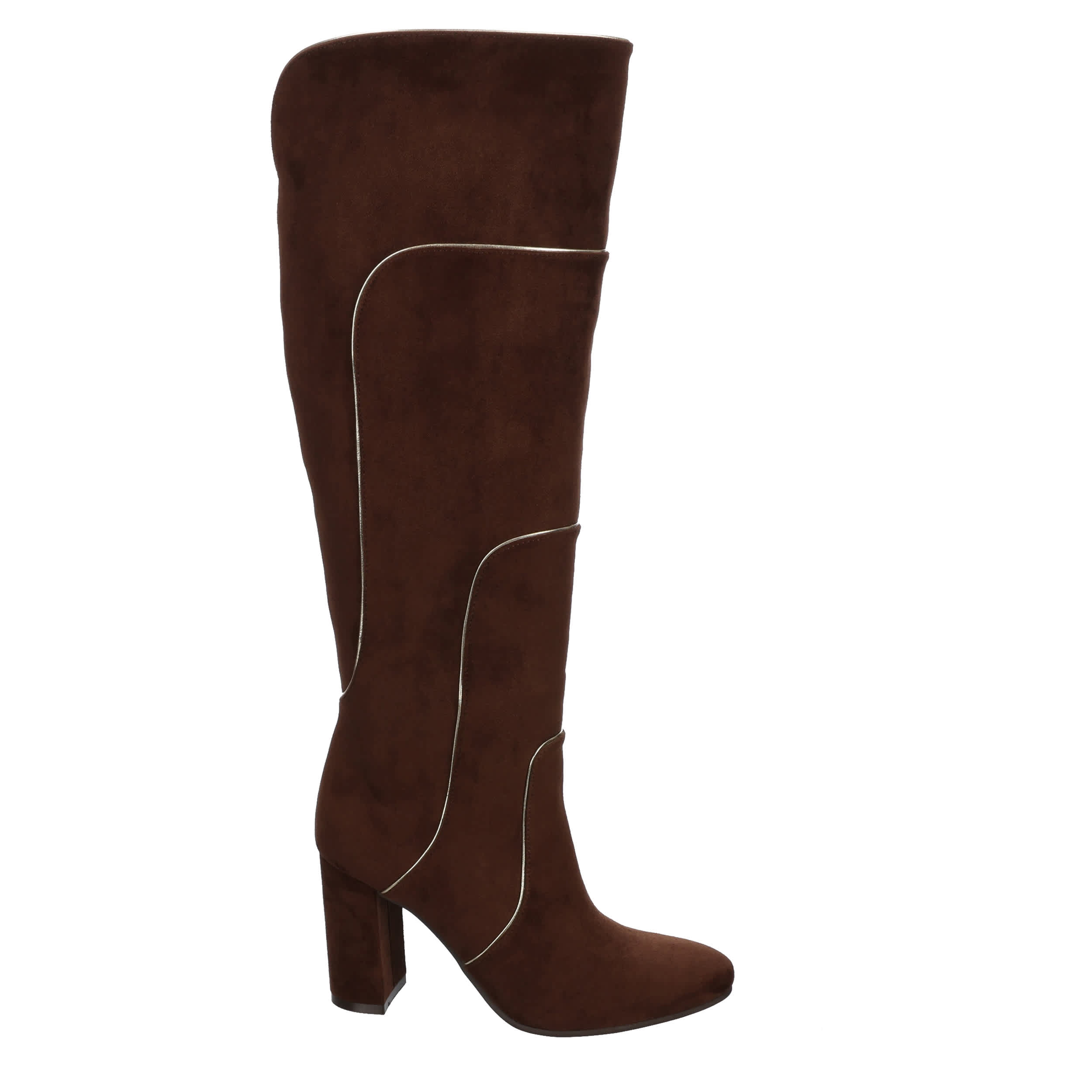 MICHAEL BY MICHAEL SHANNON-WOMENS MIMI WIDE CALF TALL DRESS BOOT-CHOCOLATE & GOLD