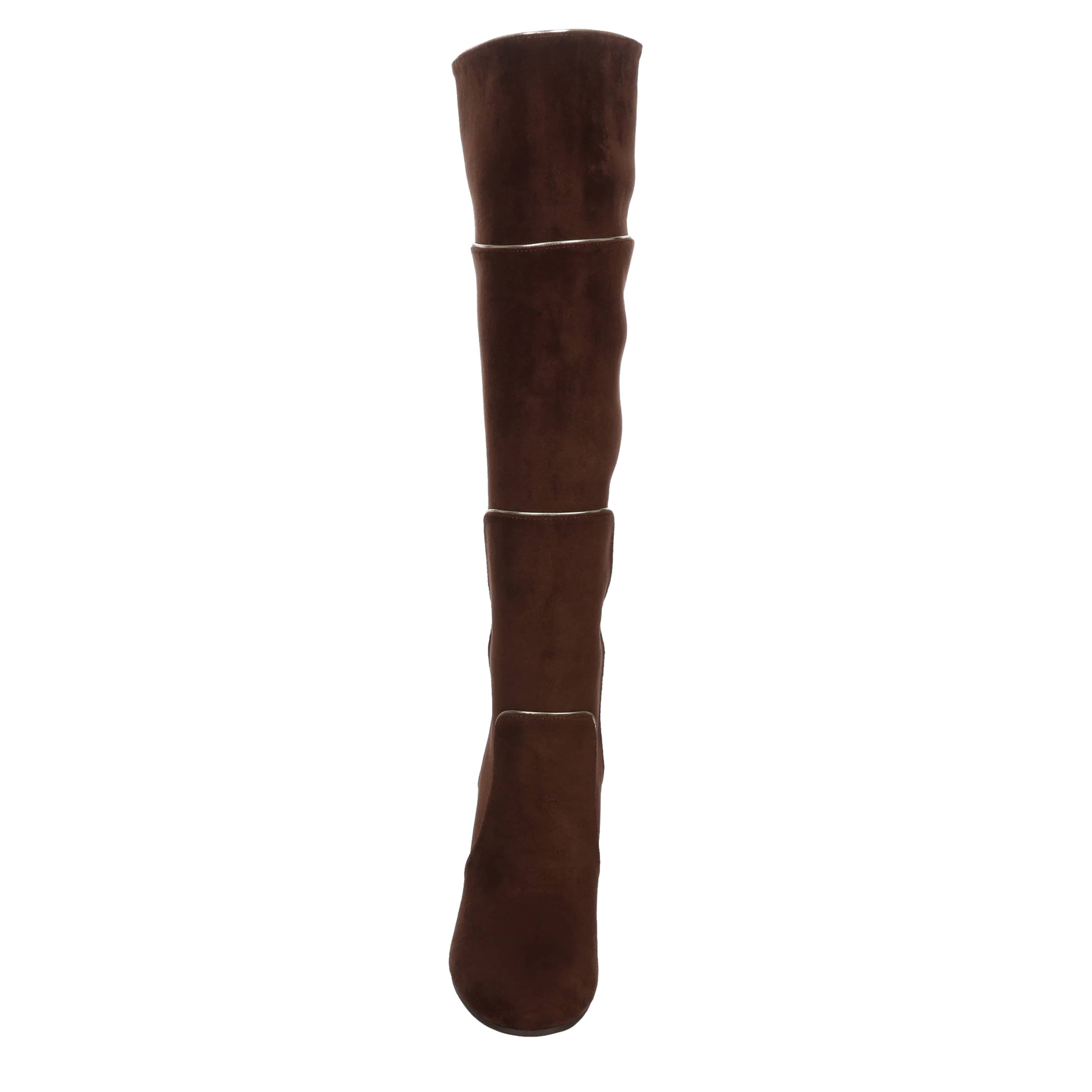 MICHAEL BY MICHAEL SHANNON-WOMENS MIMI WIDE CALF TALL DRESS BOOT-CHOCOLATE & GOLD