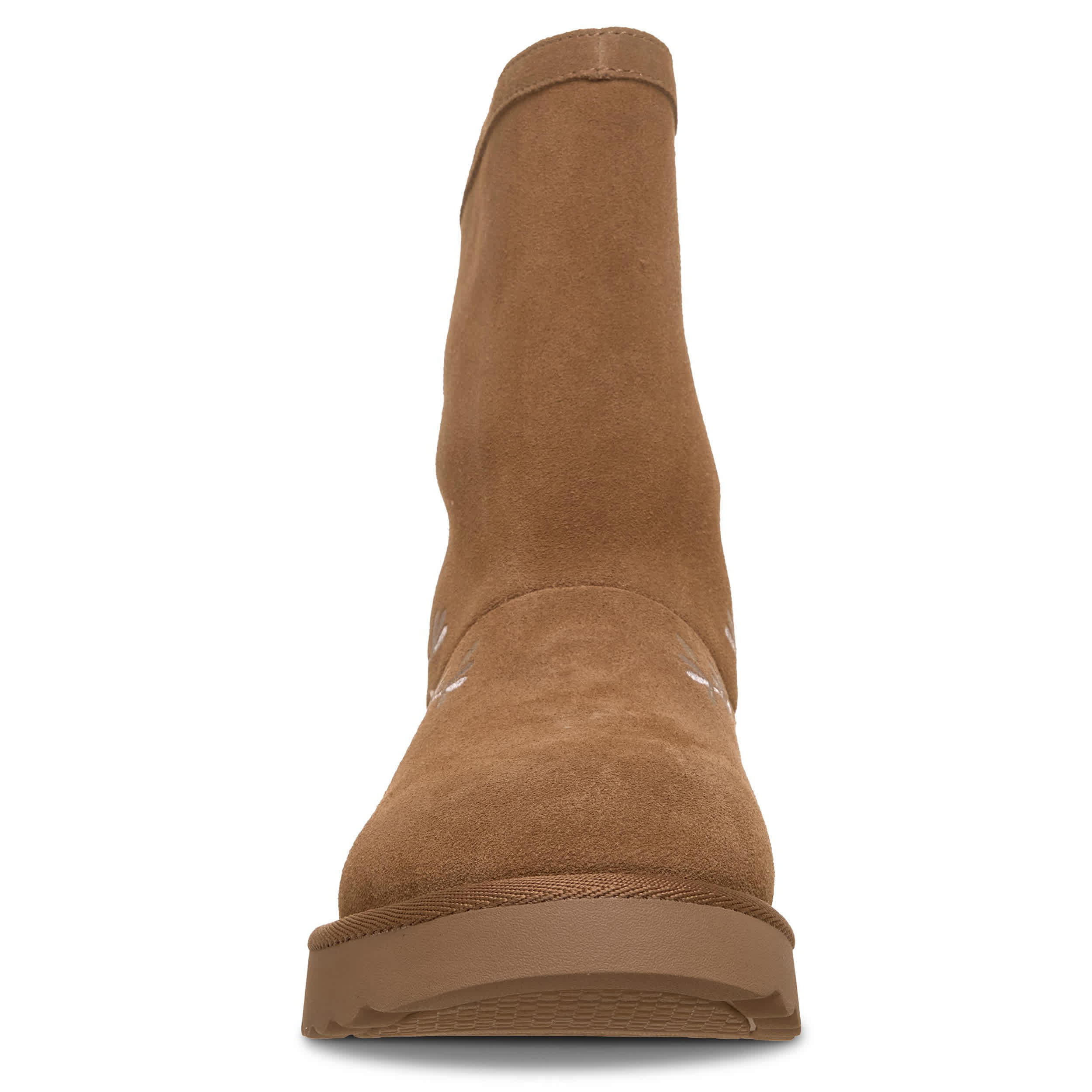 SKECHERS-WOMENS SLIP-INS COZY CHATEAU MID FLORAL BOOT-TAN & 