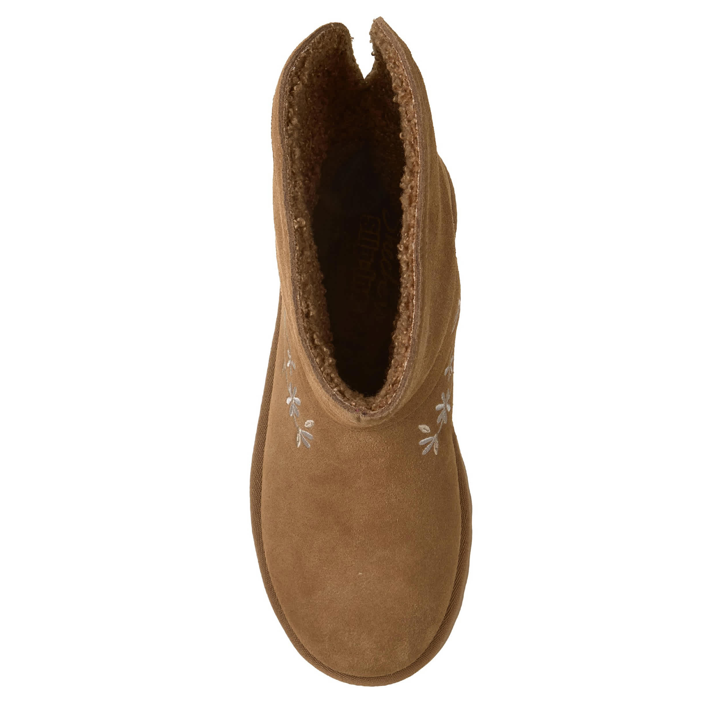 SKECHERS-WOMENS SLIP-INS COZY CHATEAU MID FLORAL BOOT-TAN & 
